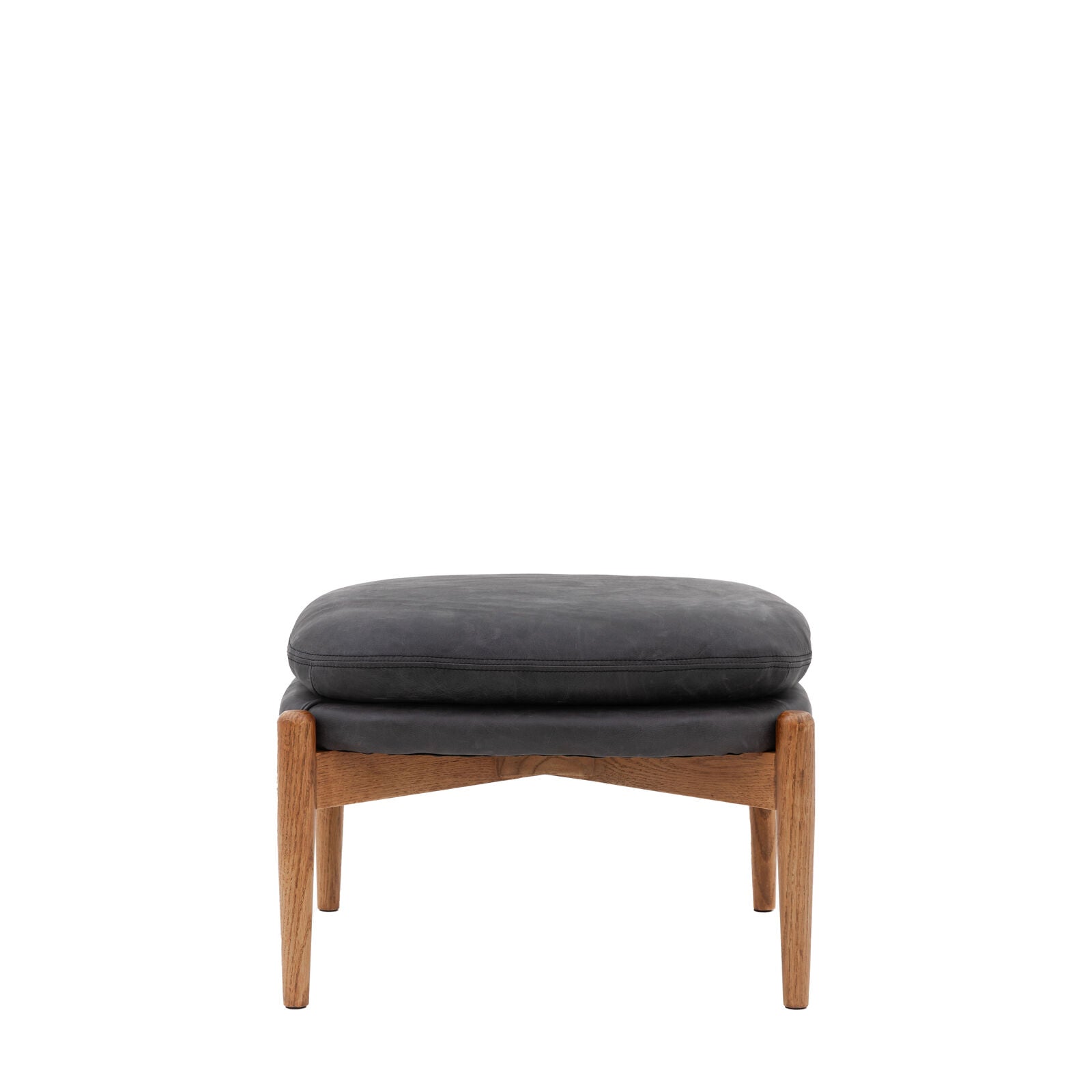 MARCUS Antique Ebony Leather Footstool | malletandplane.com