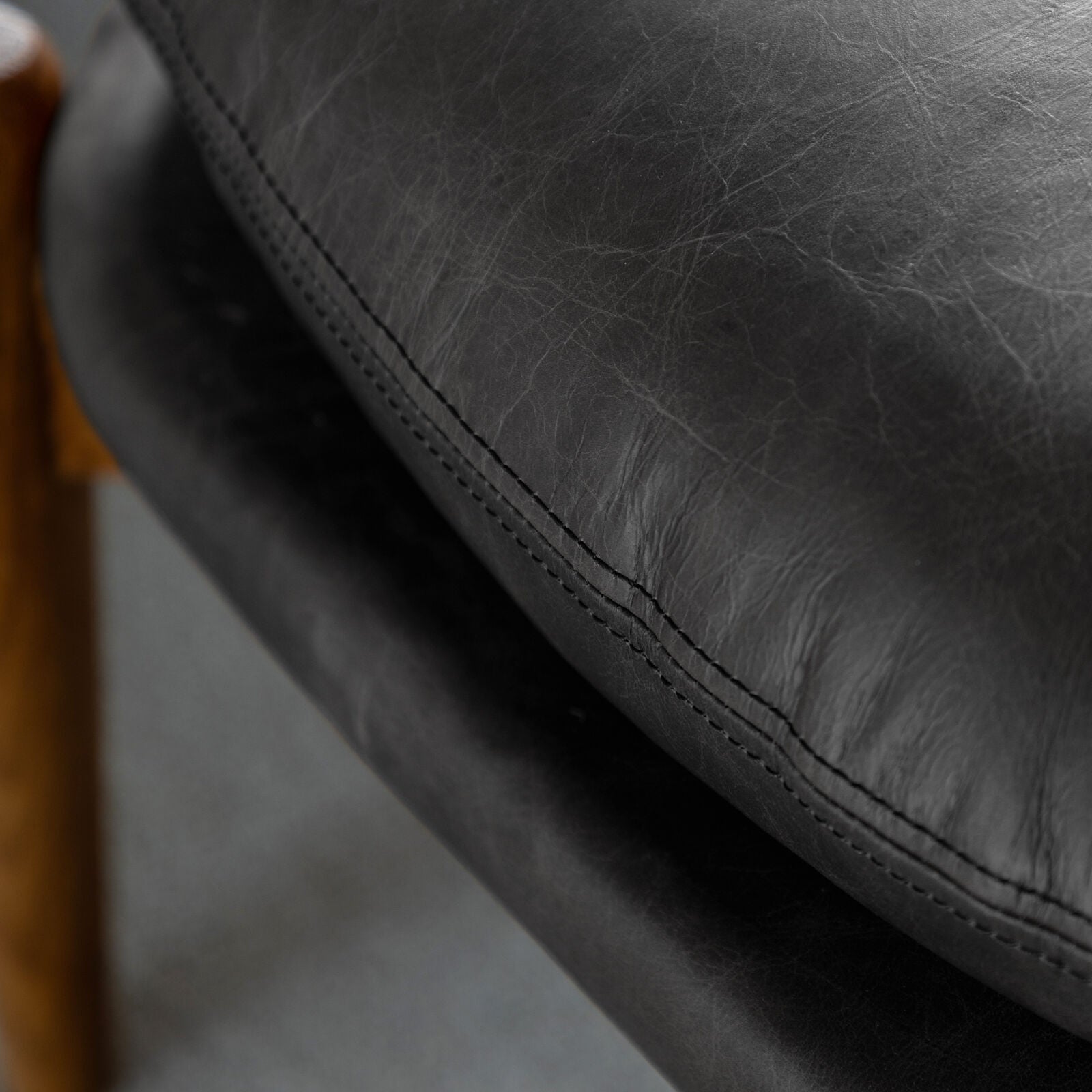 MARCUS Antique Ebony Leather Footstool | malletandplane.com