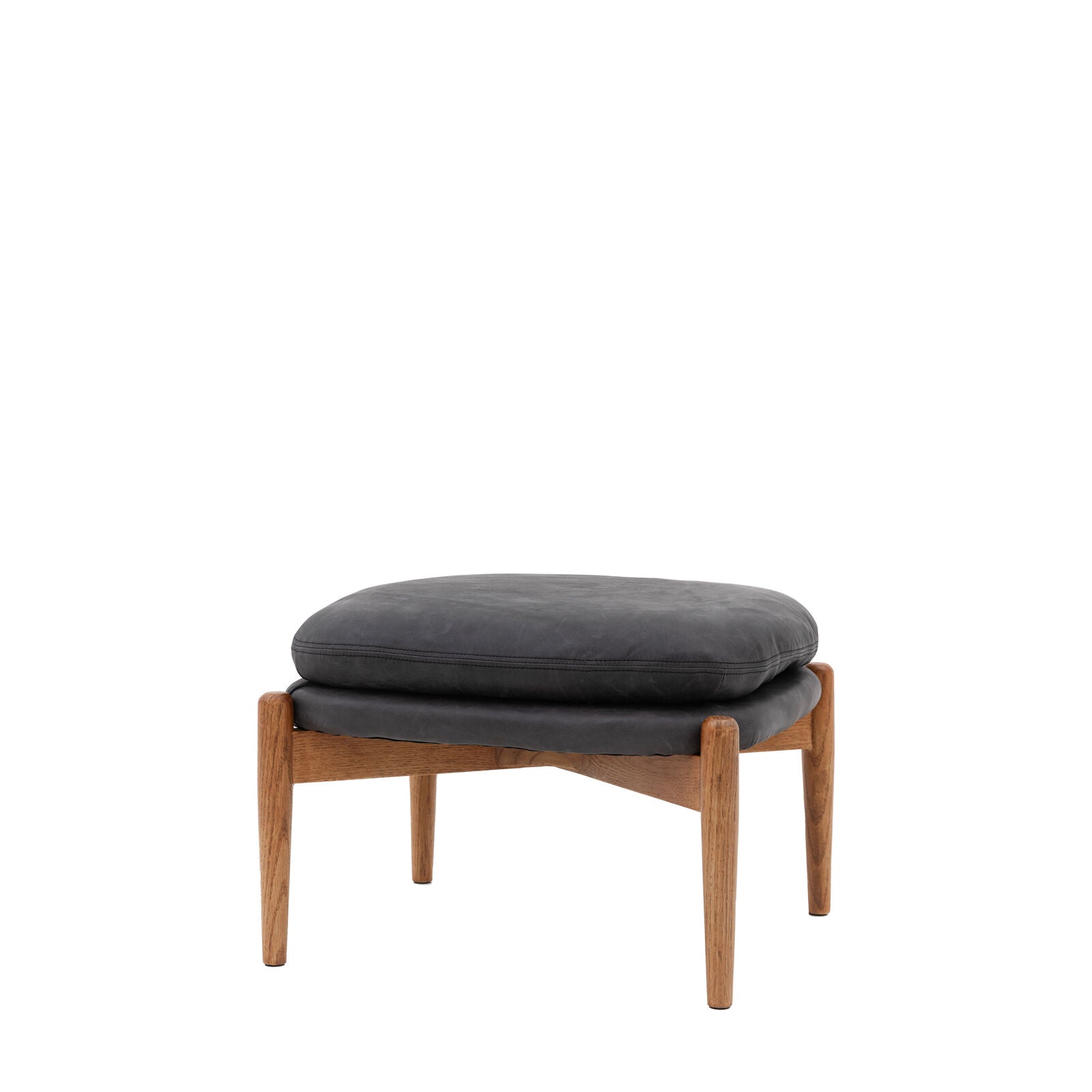MARCUS Antique Ebony Leather Footstool | malletandplane.com