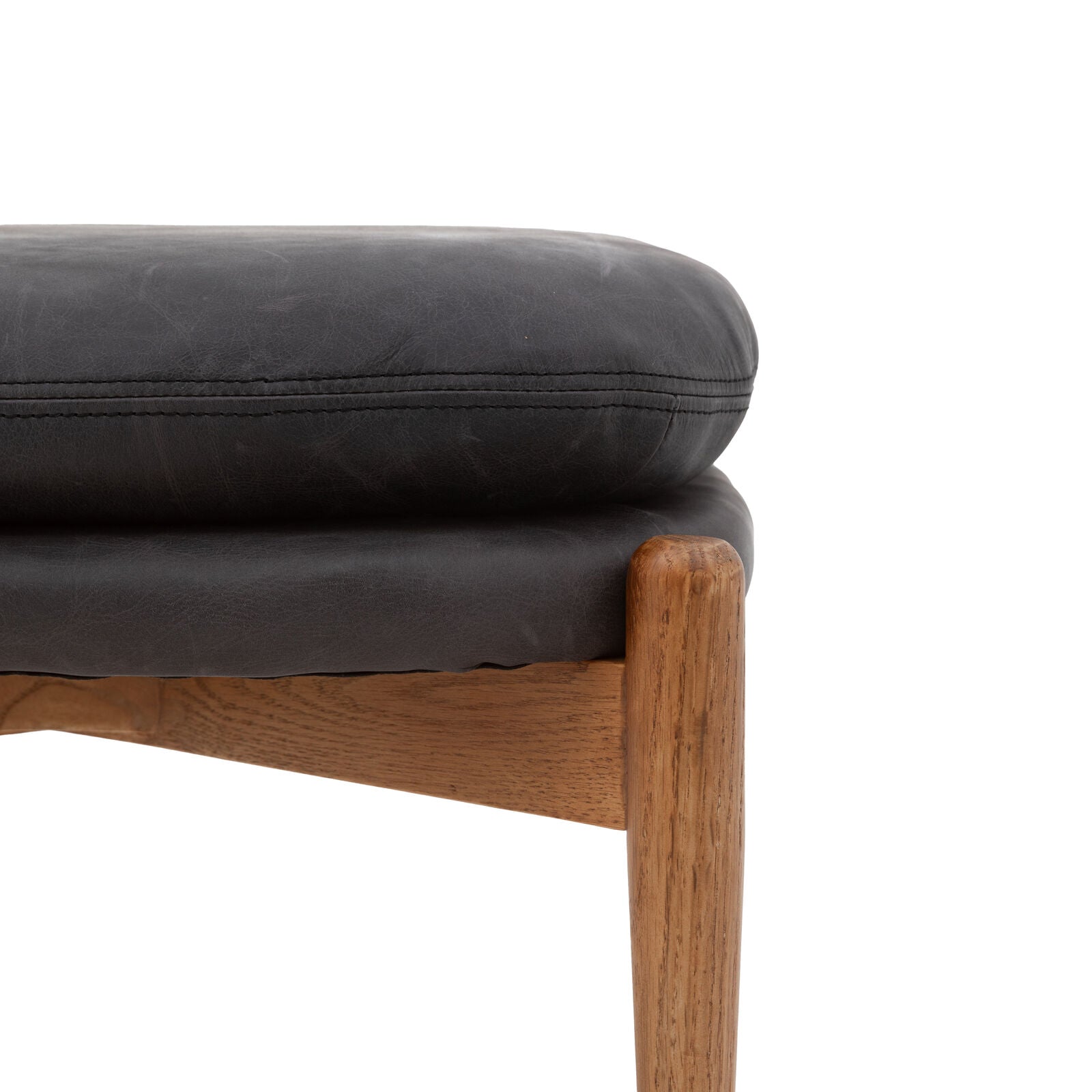 MARCUS Antique Ebony Leather Footstool | malletandplane.com