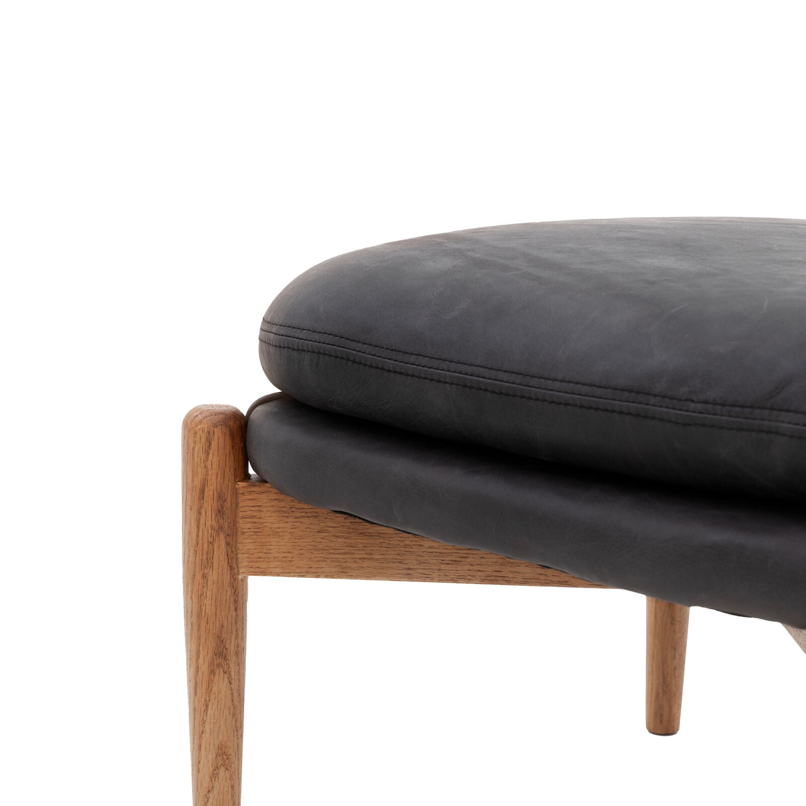 MARCUS Antique Ebony Leather Footstool | malletandplane.com