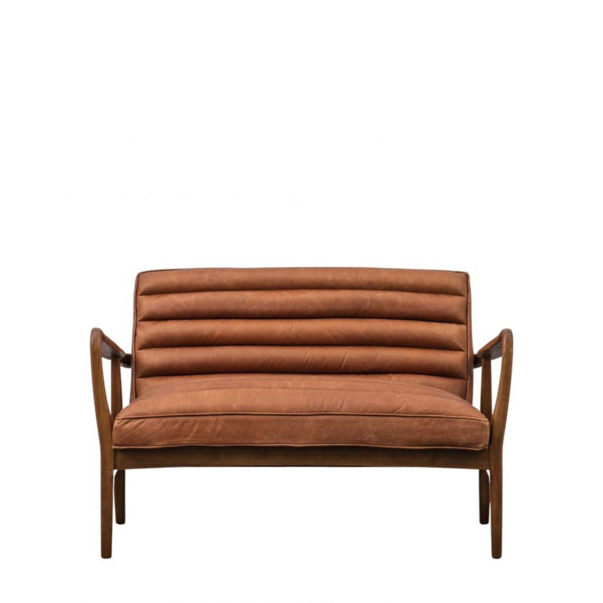 MARCUS 2 seat mid century sofa in vintage brown leather | malletandplane.com