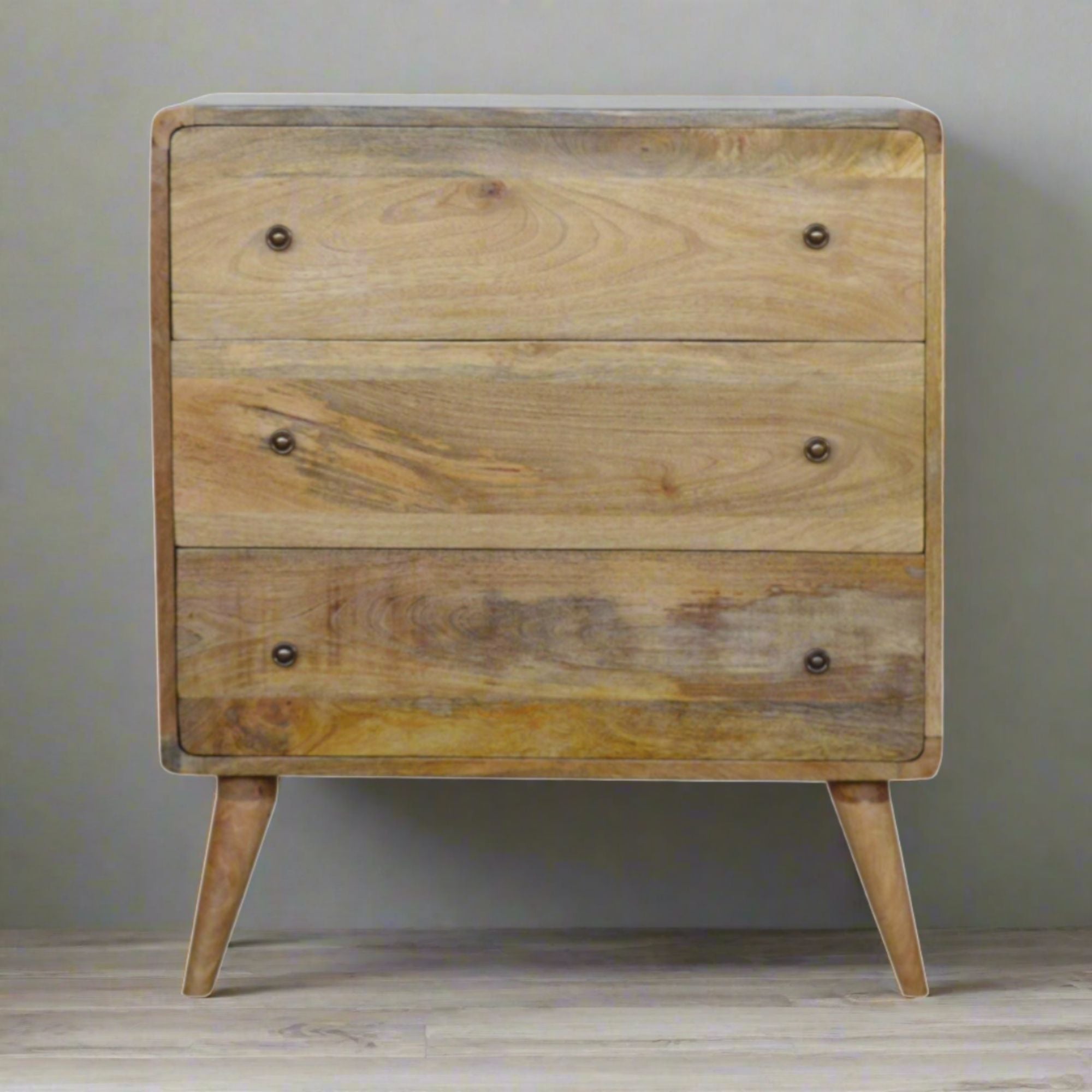 Modal Handmade solid wood chest of 3 drawers in an oak-ish natural finish | malletandplane.com