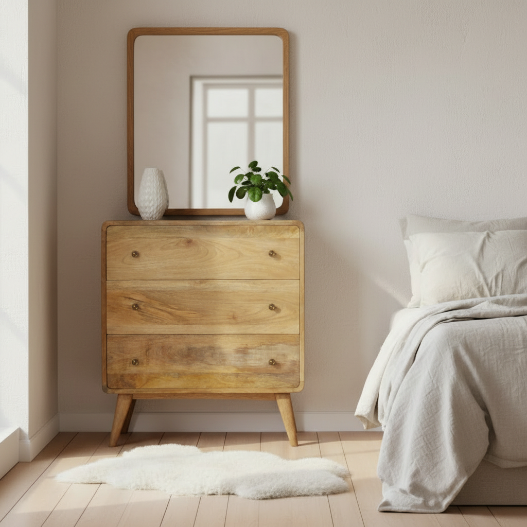 Modal Handmade solid wood chest of 3 drawers in an oak-ish natural finish | malletandplane.com