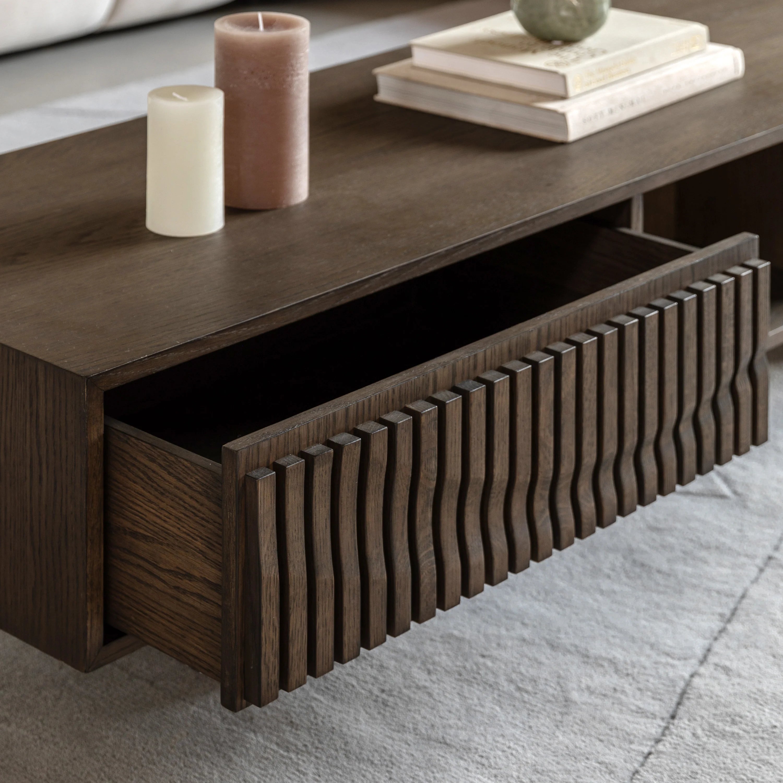 ONDA Walnut Coffee Table with Drawer Storage