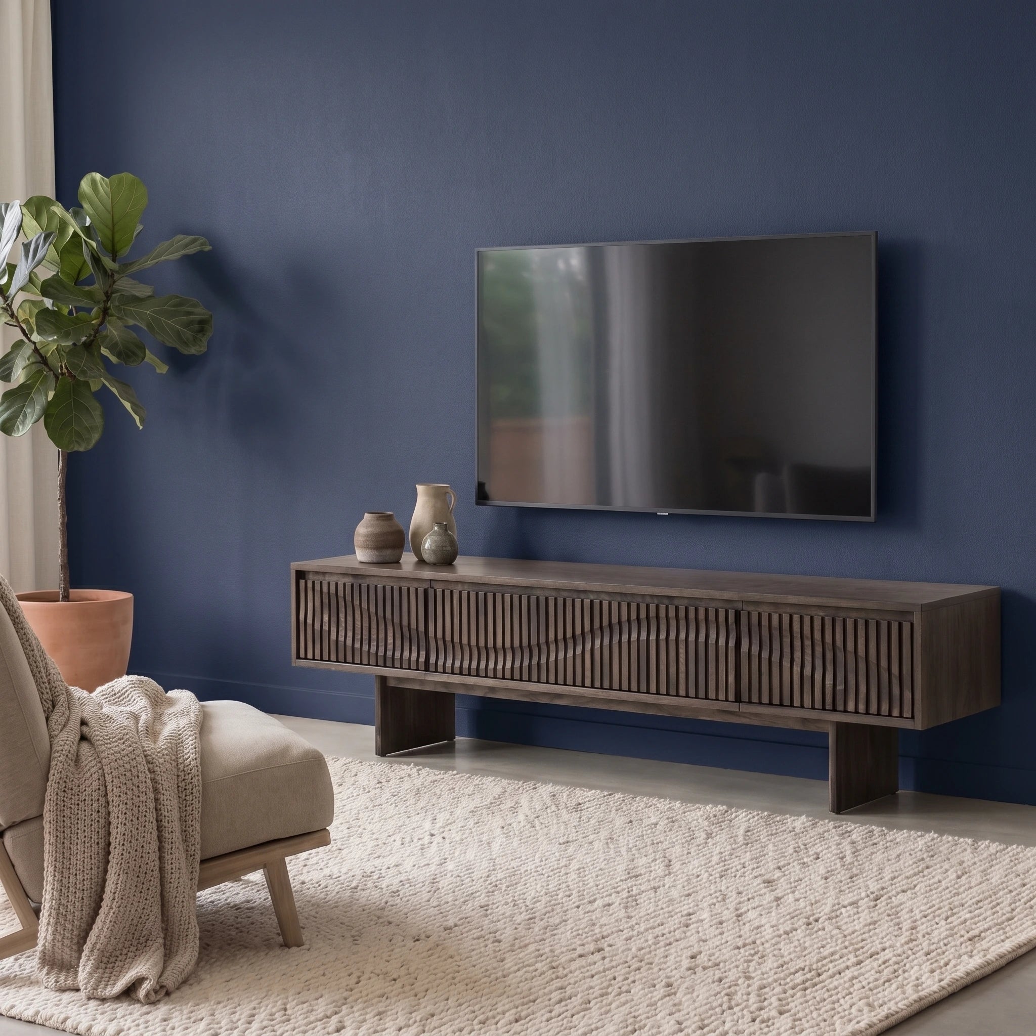 Onda 180cm Oak TV Unit – Slatted Woo
