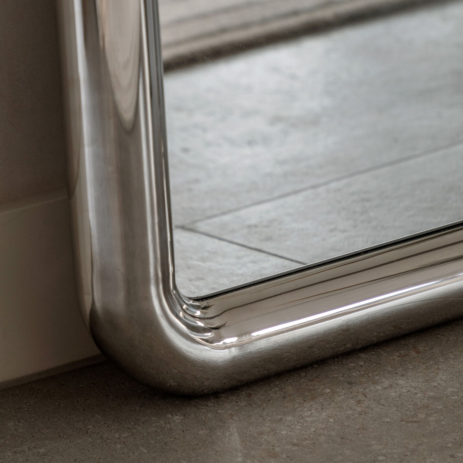 ORBIT Leaner Mirror – Chrome Frame Modern Floor Mirror | malletandplane.com