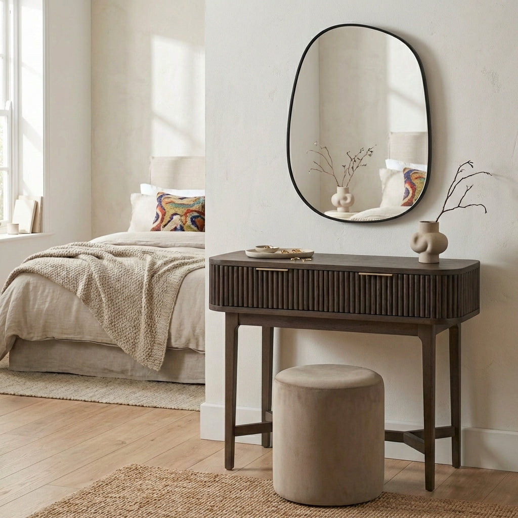 RAIE 2 drawer console table in rich walnut finish
