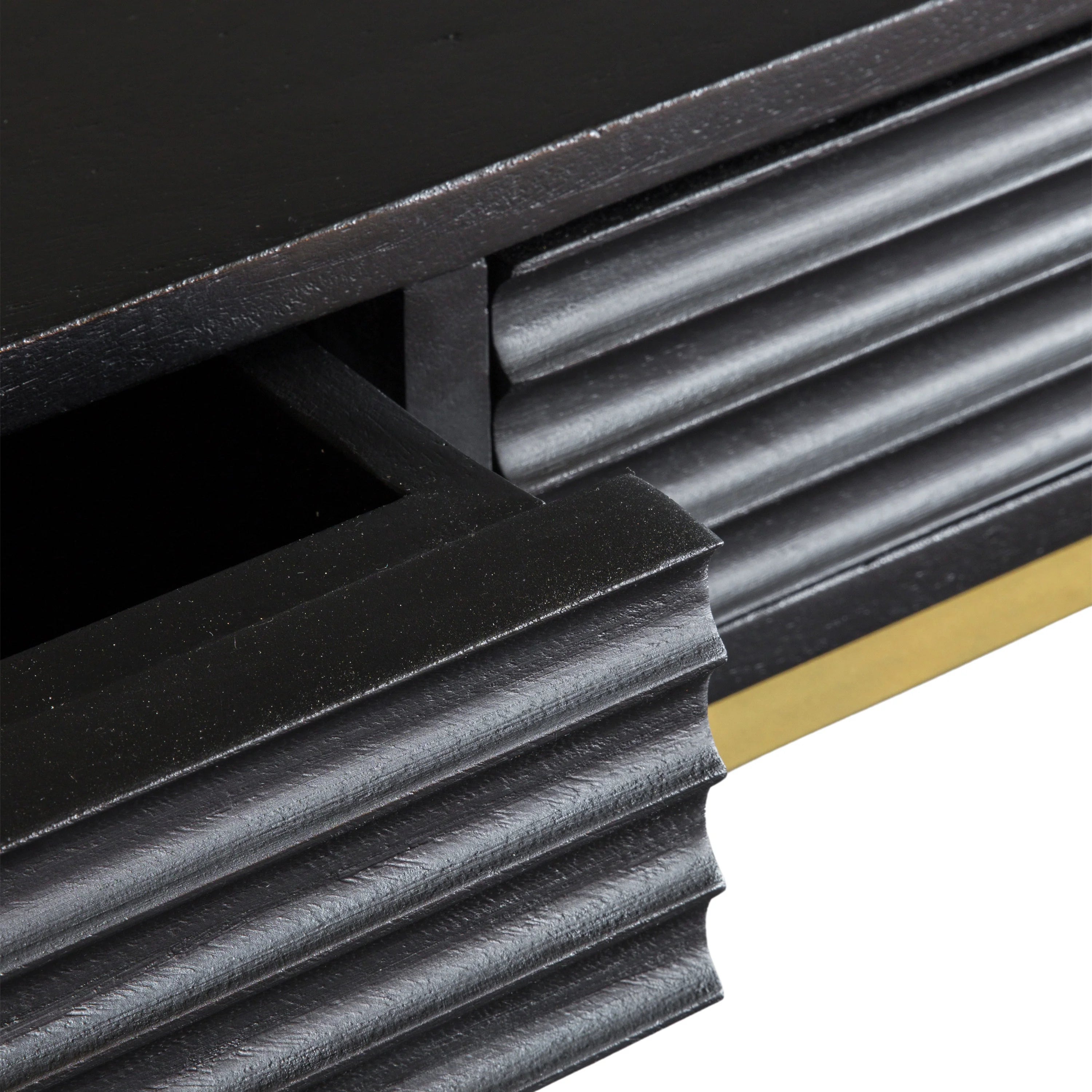 RIPPLE Console Table – Black 2 Drawer Console with Gold Frame