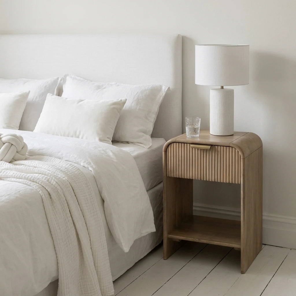 Rocca Slim Bedside Table – Solid Mango Wood – Narrow 35cm