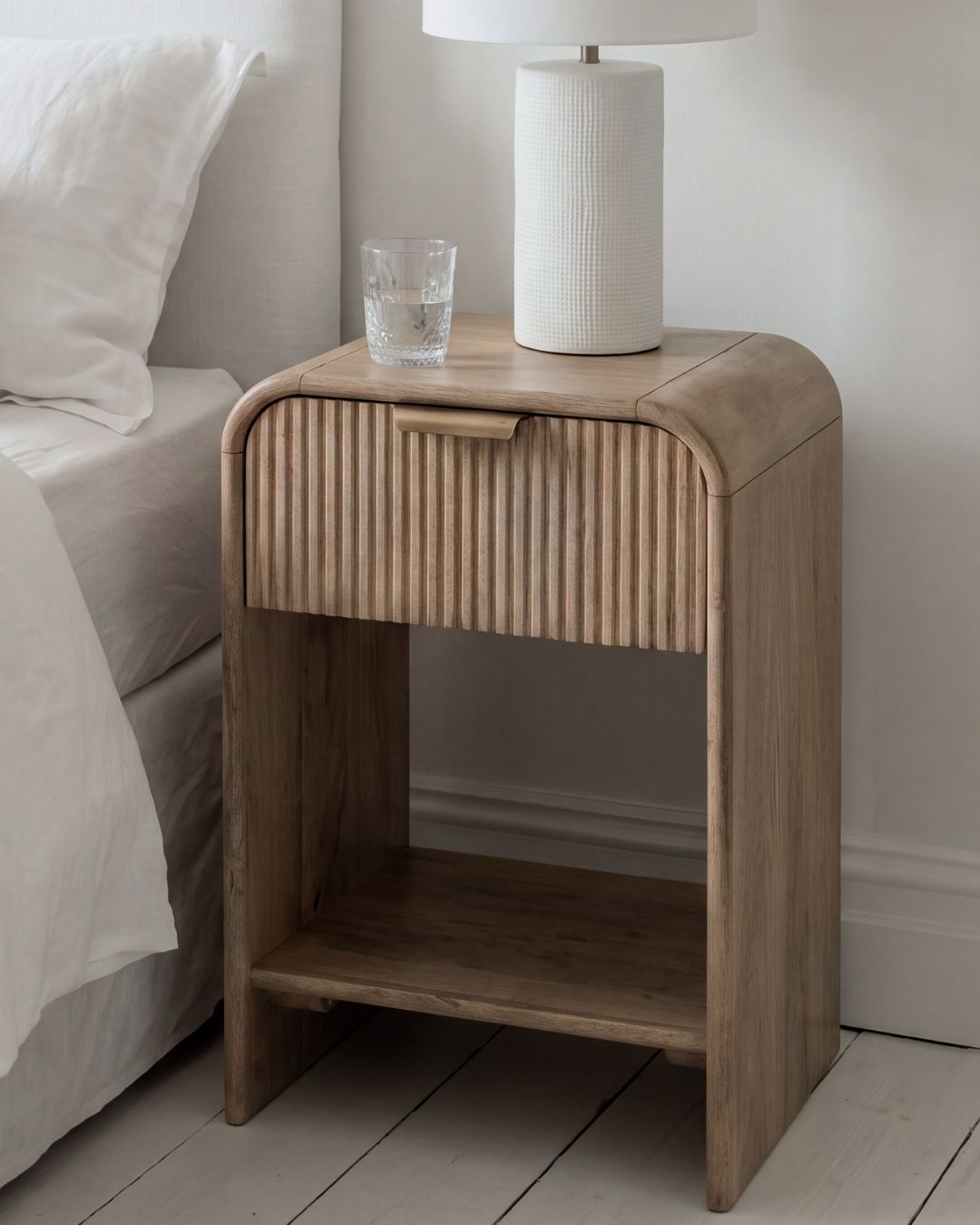 Rocca Slim Bedside Table – Solid Mango Wood – Narrow 35cm