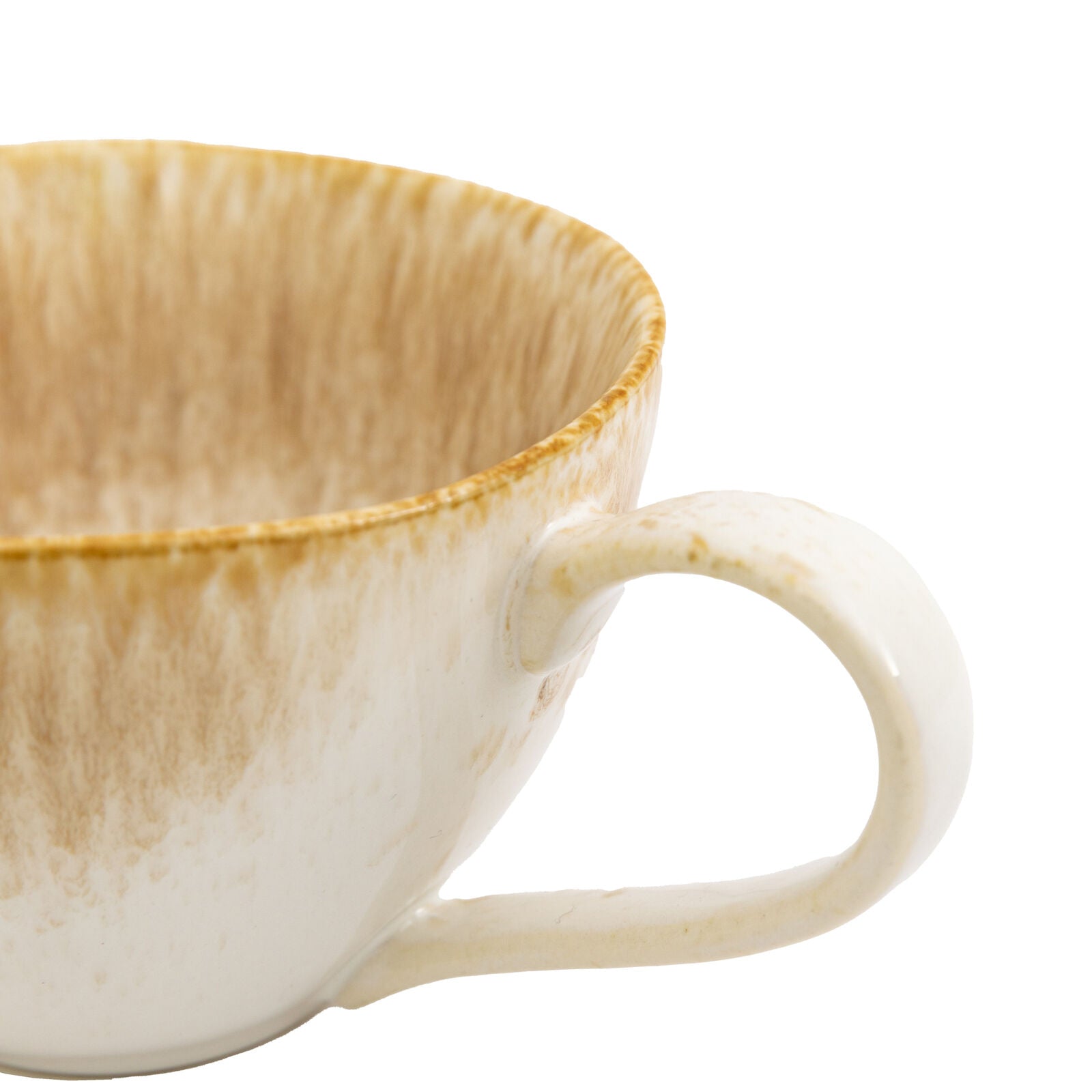 Reactive glaze set of 4 camel coloured ceramic mugs | malletandplane.com