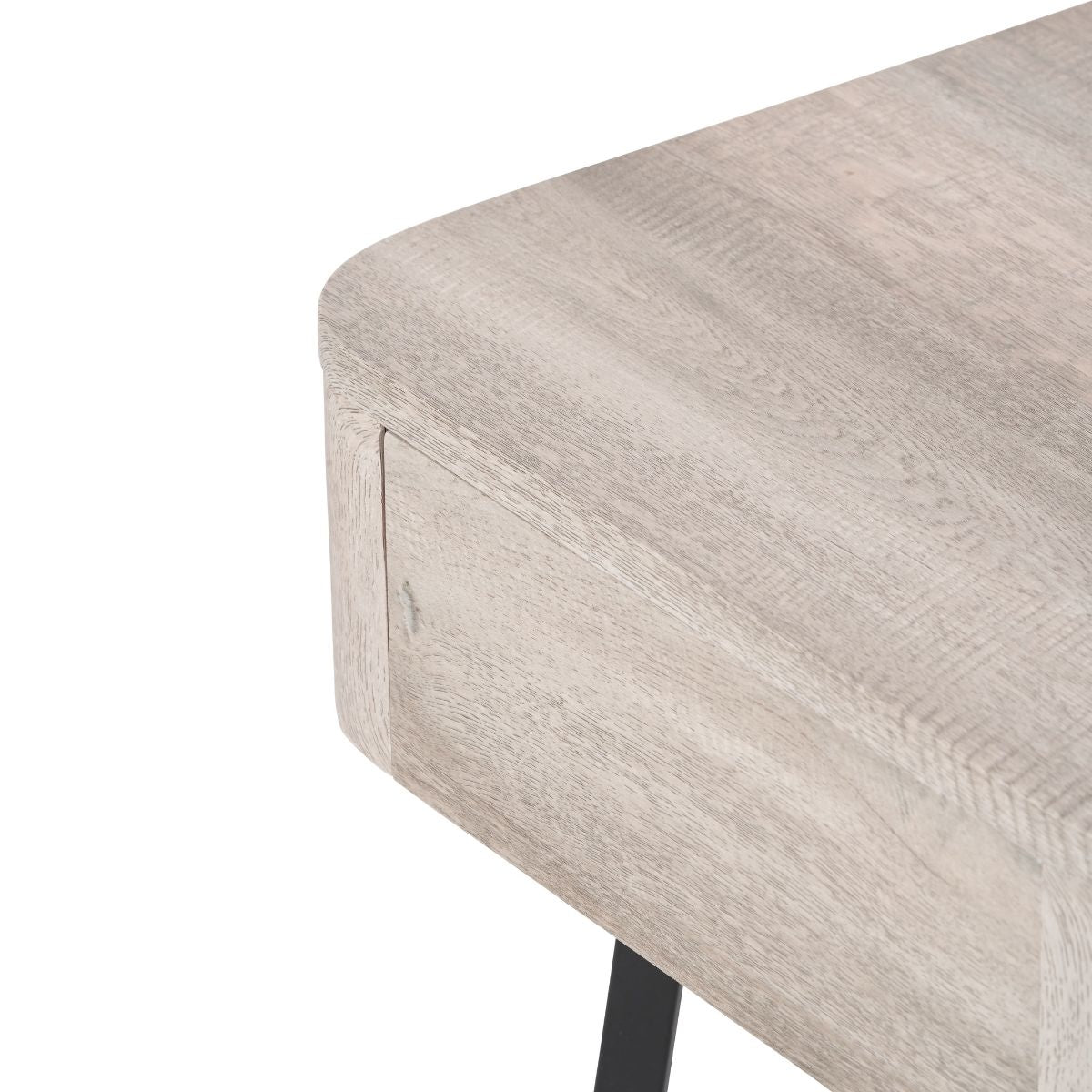 SORA Grey Oak & Black Metal Bedside Table | malletandplane.com
