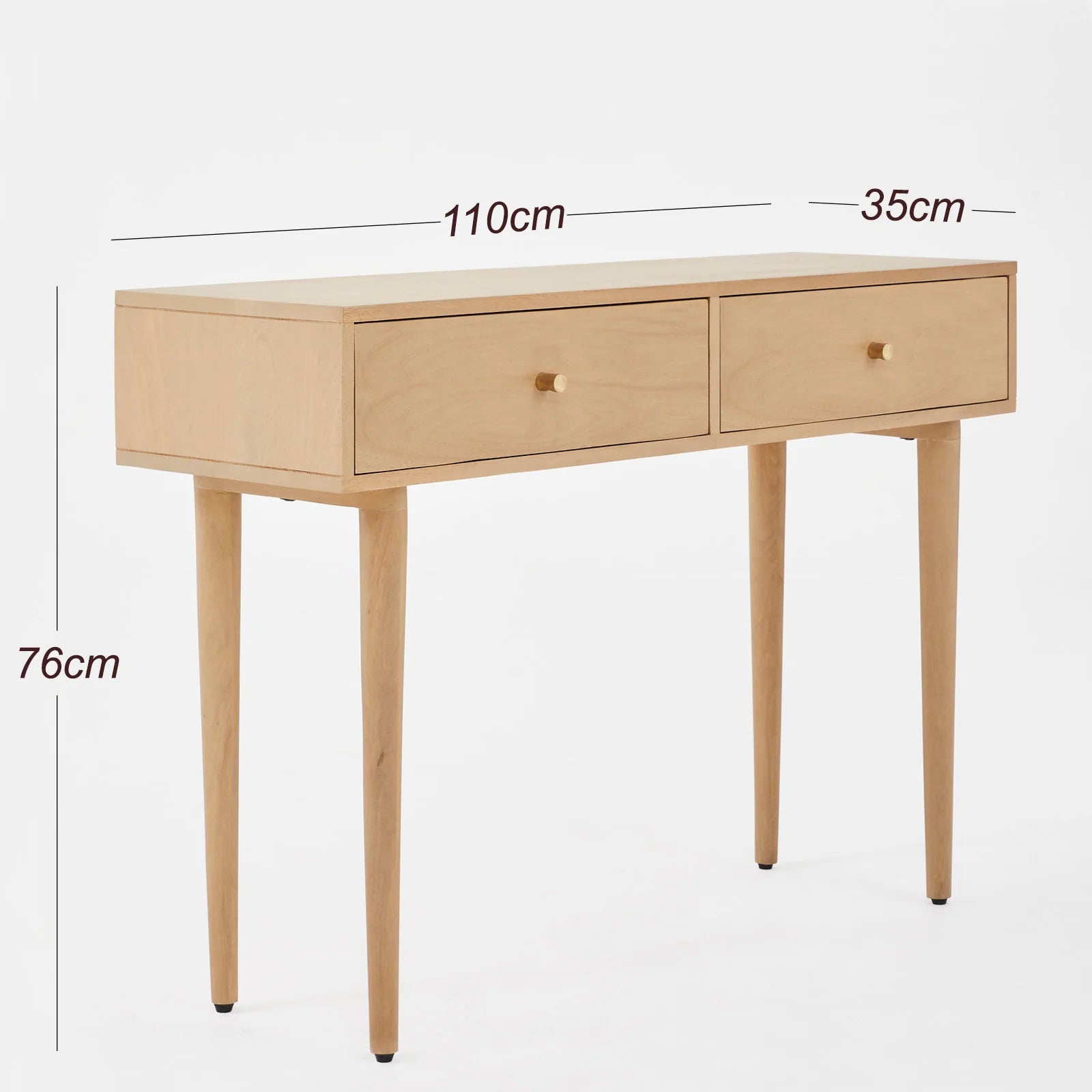 Scandinavian oak finished Oslo solid wood 2 drawer console table | malletandplane.com