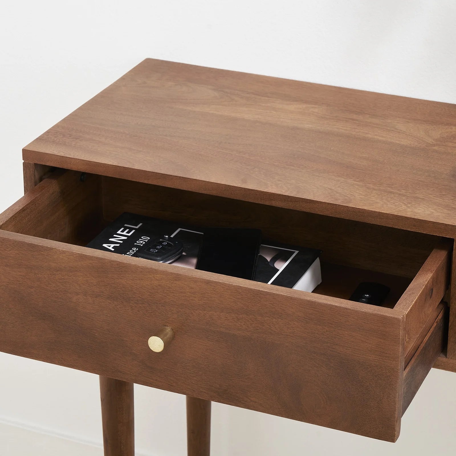 Oslo Scandinavian walnut solid wood 2 drawer console table | malletandplane.com