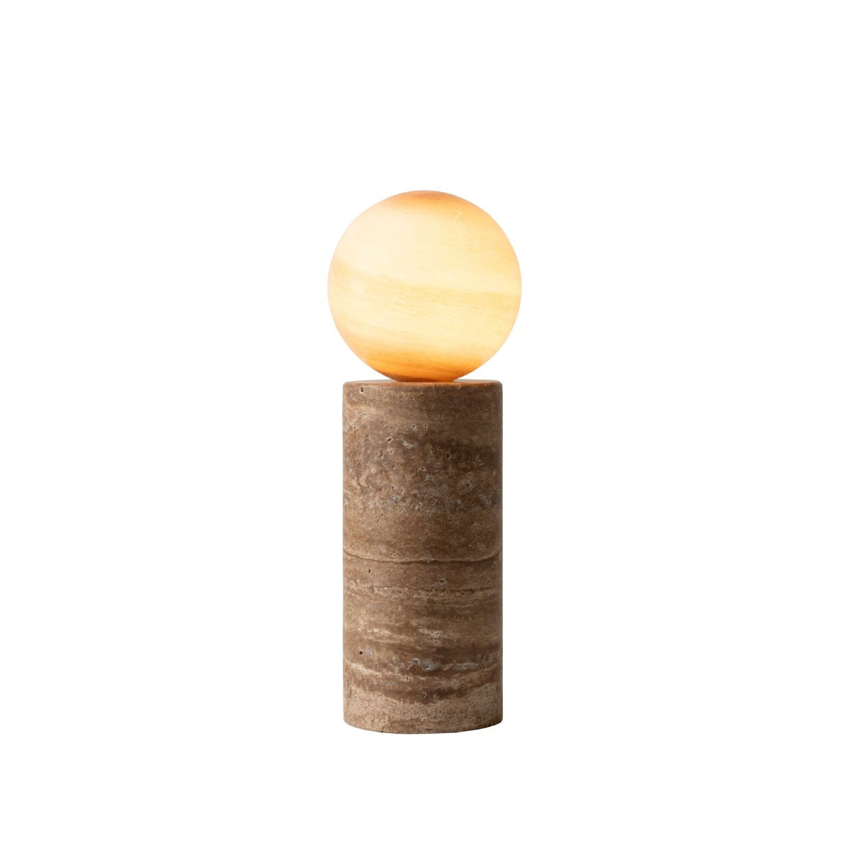 TIVOLI Sand Travertine Table Lamp with Glass Globe