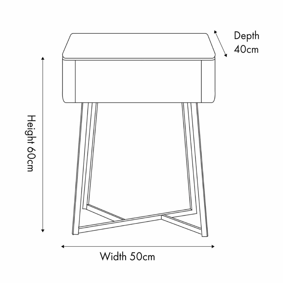 UKIAH Grey Oak & Black Metal Bedside Table | malletandplane.com
