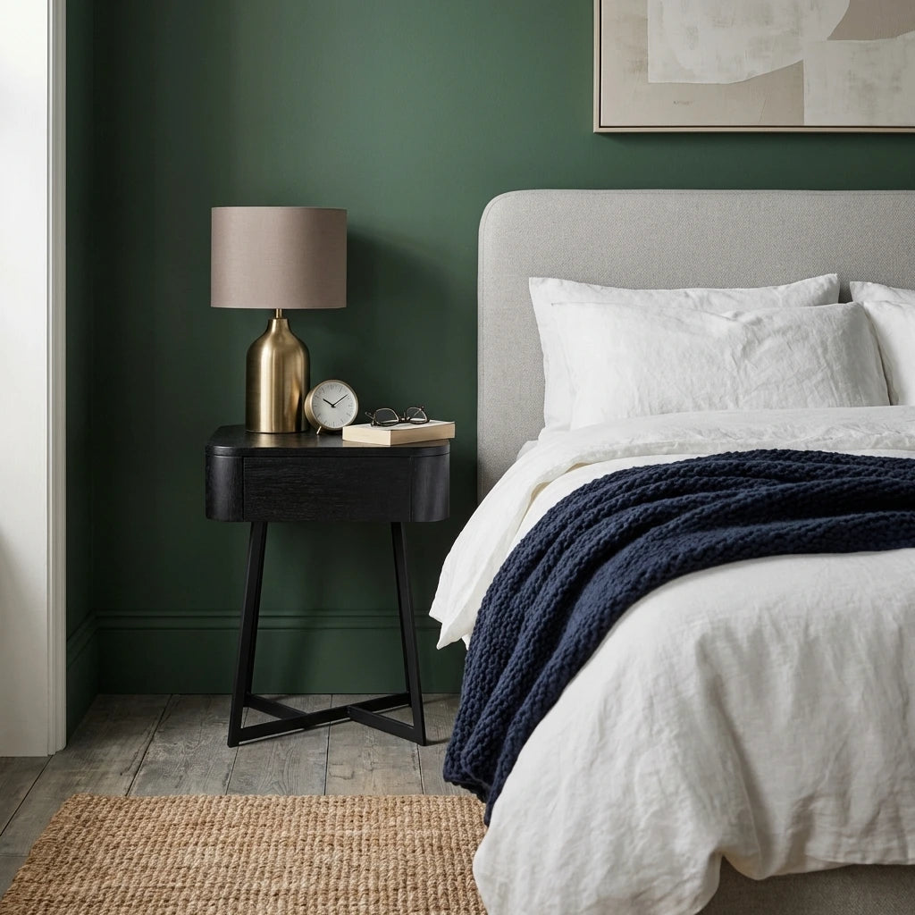 UKIAH Black Ash & Metal Bedside Table