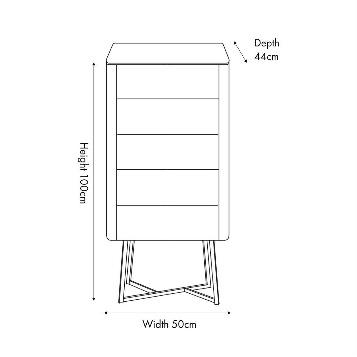 UKIAH Grey Oak Veneer 5 Drawer Tall Boy