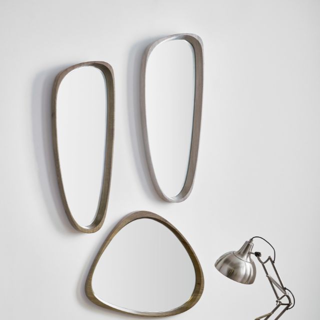 VIDA Grey Oak Wood Veneer Teardrop Wall Mirror | malletandplane.com