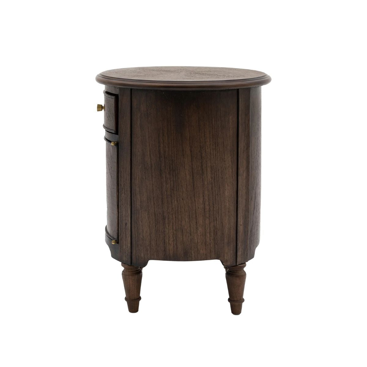 WETHERBY Round Dark Wood  Bedside Table with Drawer & Cupboard