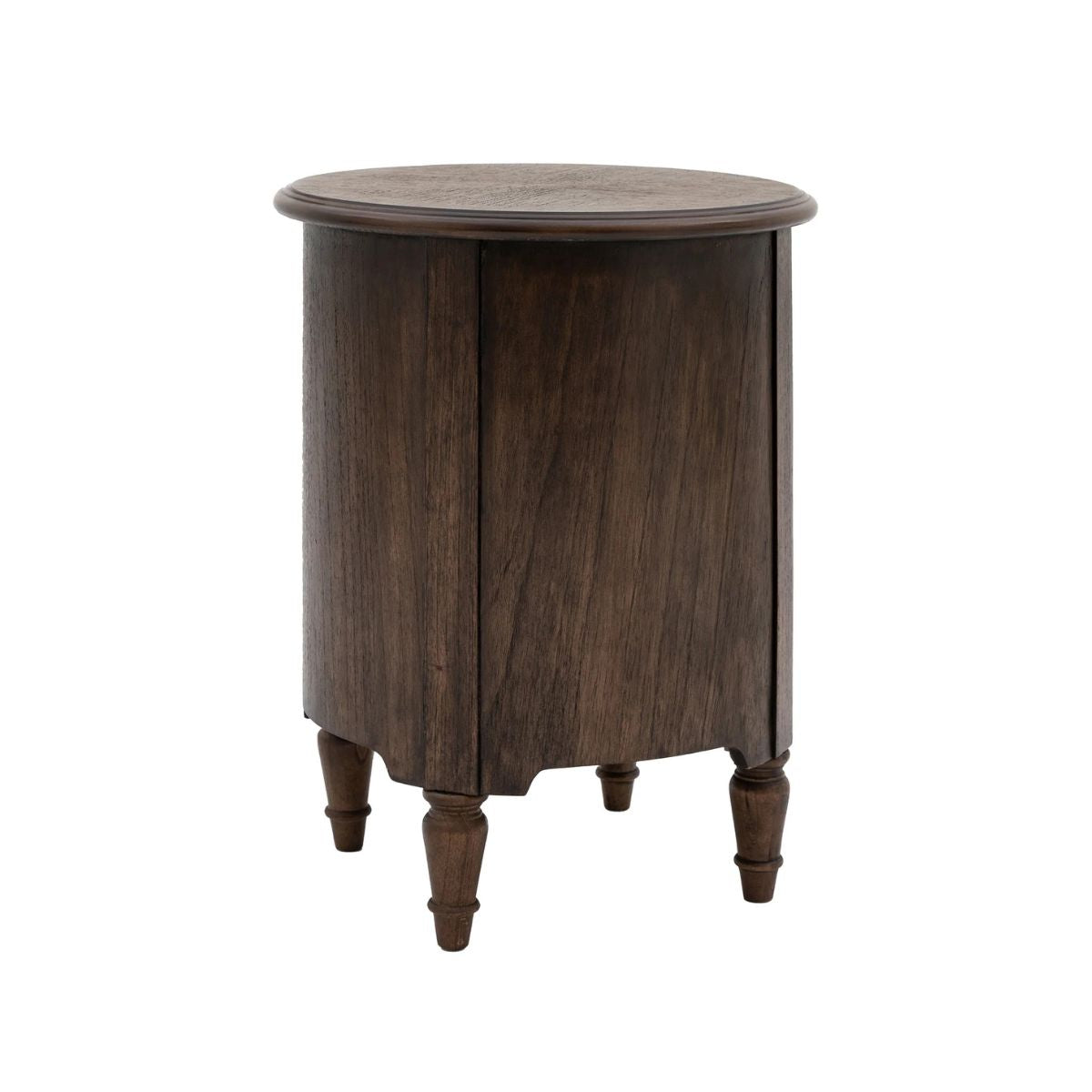 WETHERBY Round Dark Wood  Bedside Table with Drawer & Cupboard