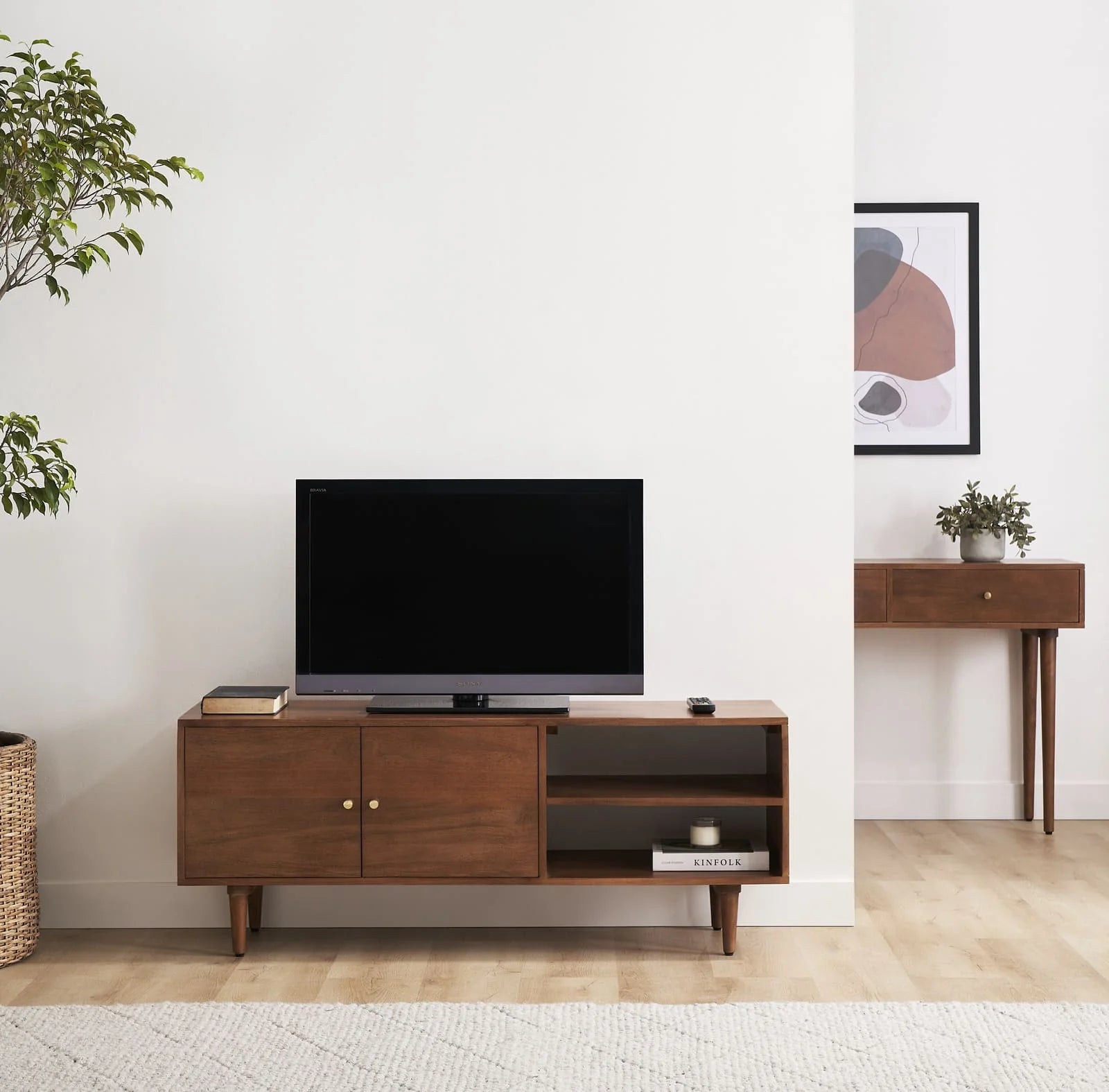 Solid wood discount modern tv stand