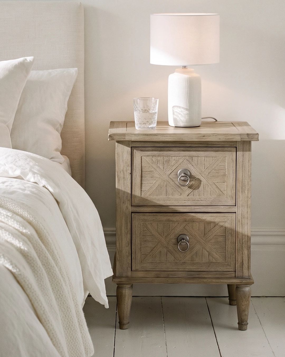 Yarrow Natural 2 Drawer Bedside Table 