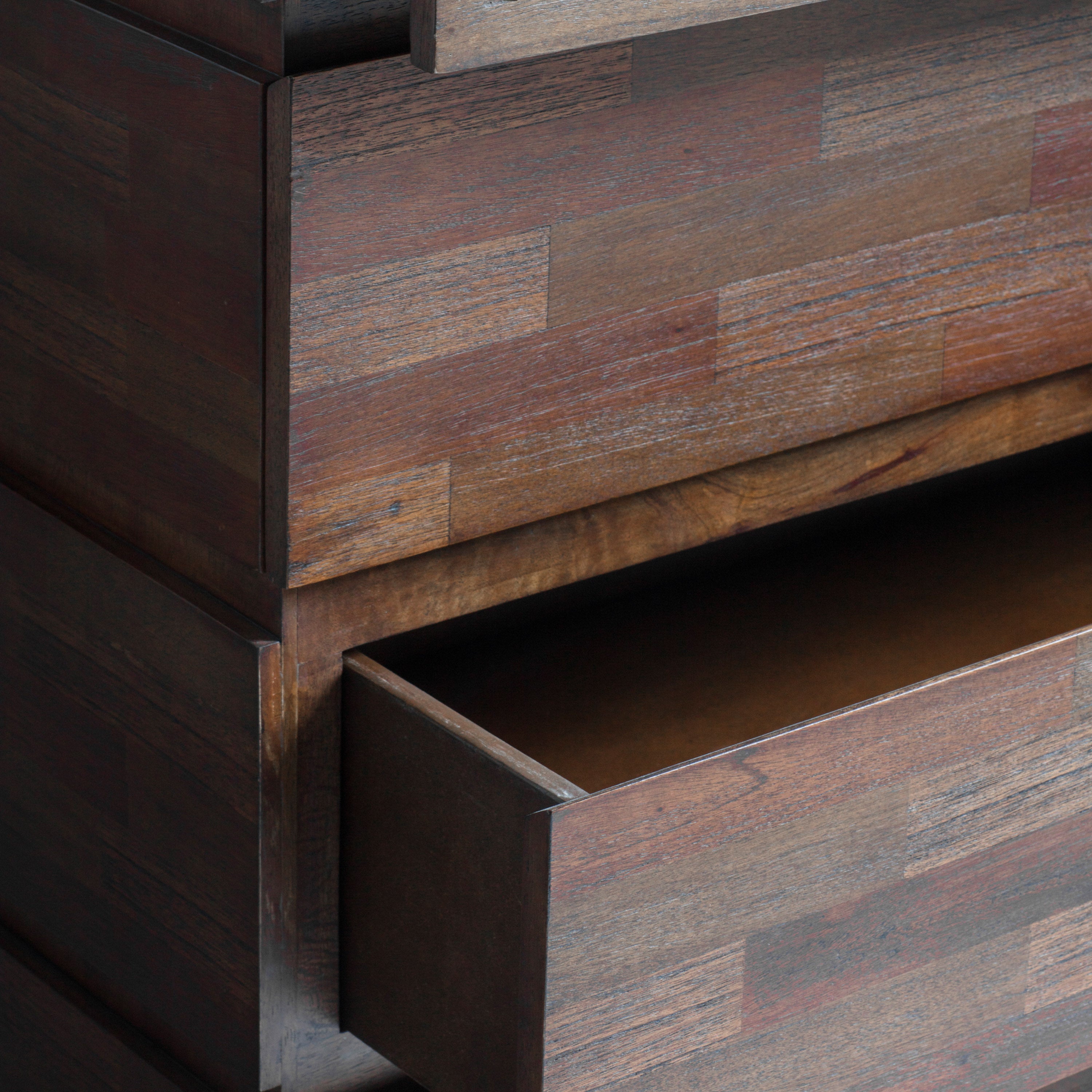LAYLAH Brown 4 Drawer Chest of Drawers - detail and lifestyle view 3
