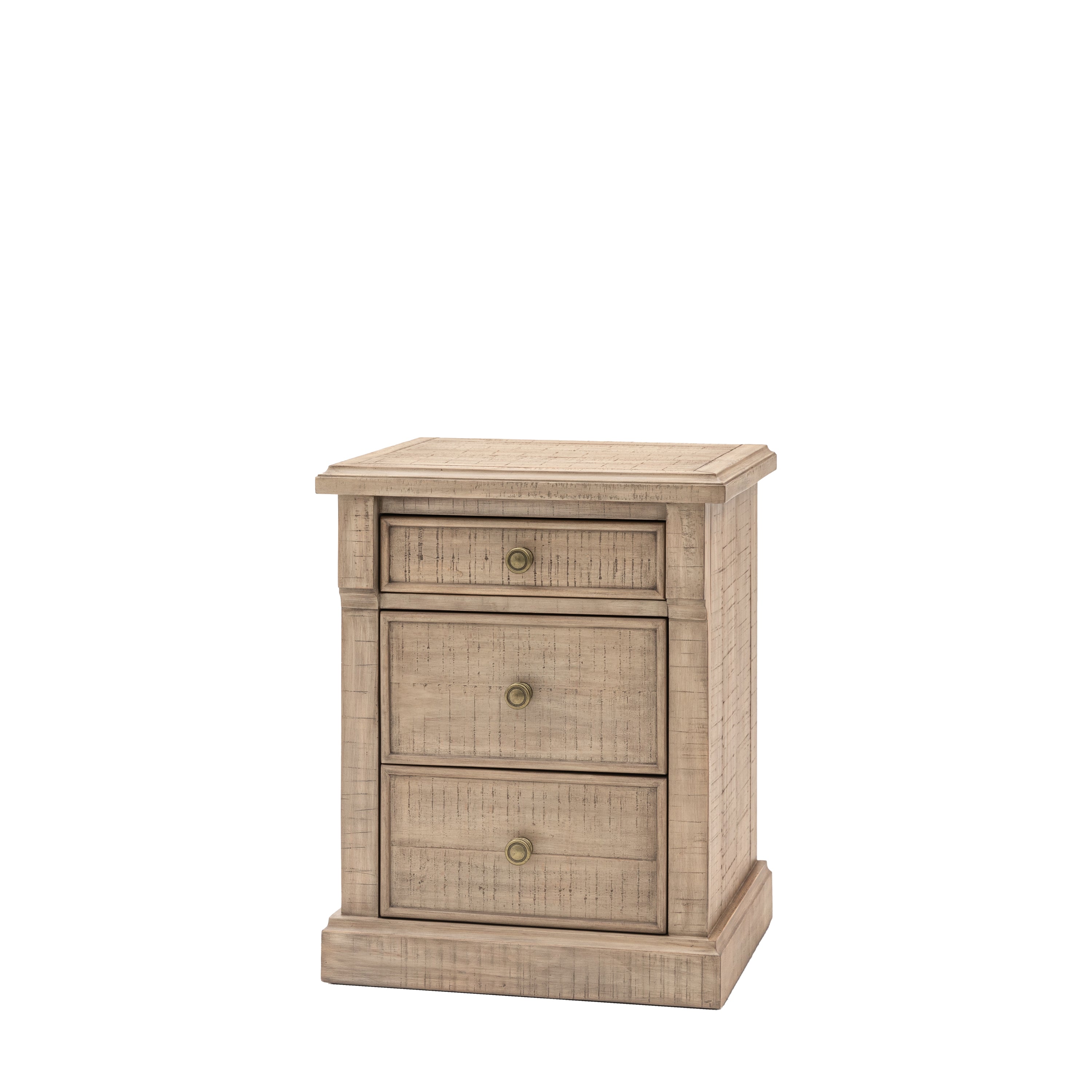 Bromley Natural 3 Drawer Bedside Table - detail and lifestyle view 3