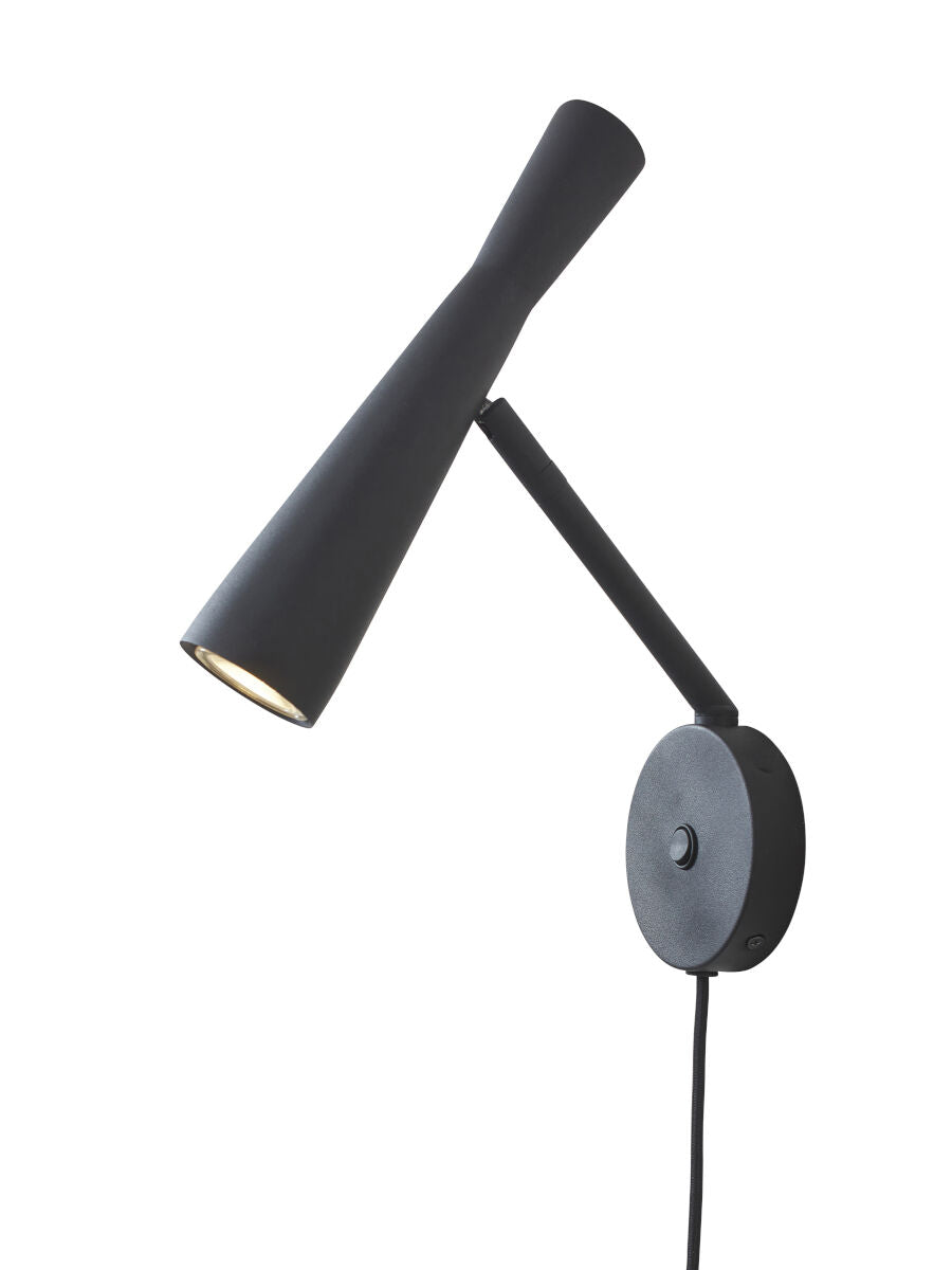 Bordeaux adjustable plug in wall light in black finish | malletandplane.com