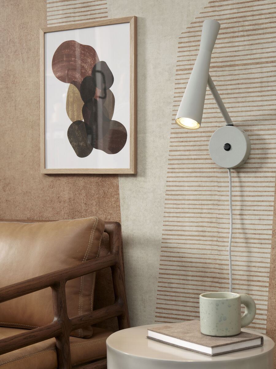 Bordeaux adjustable plug in wall light in grey finish | malletandplane.com