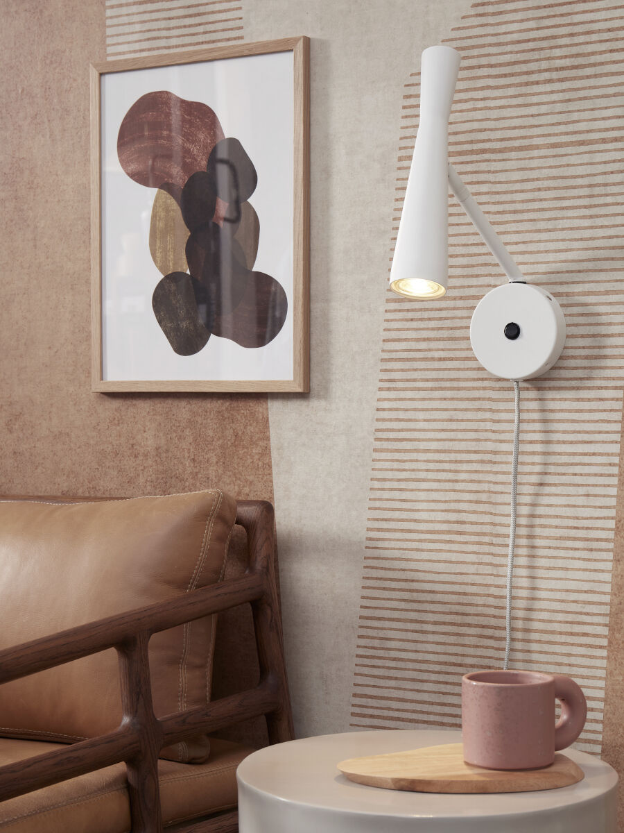 Bordeaux adjustable plug in wall light in white finish | malletandplane.com