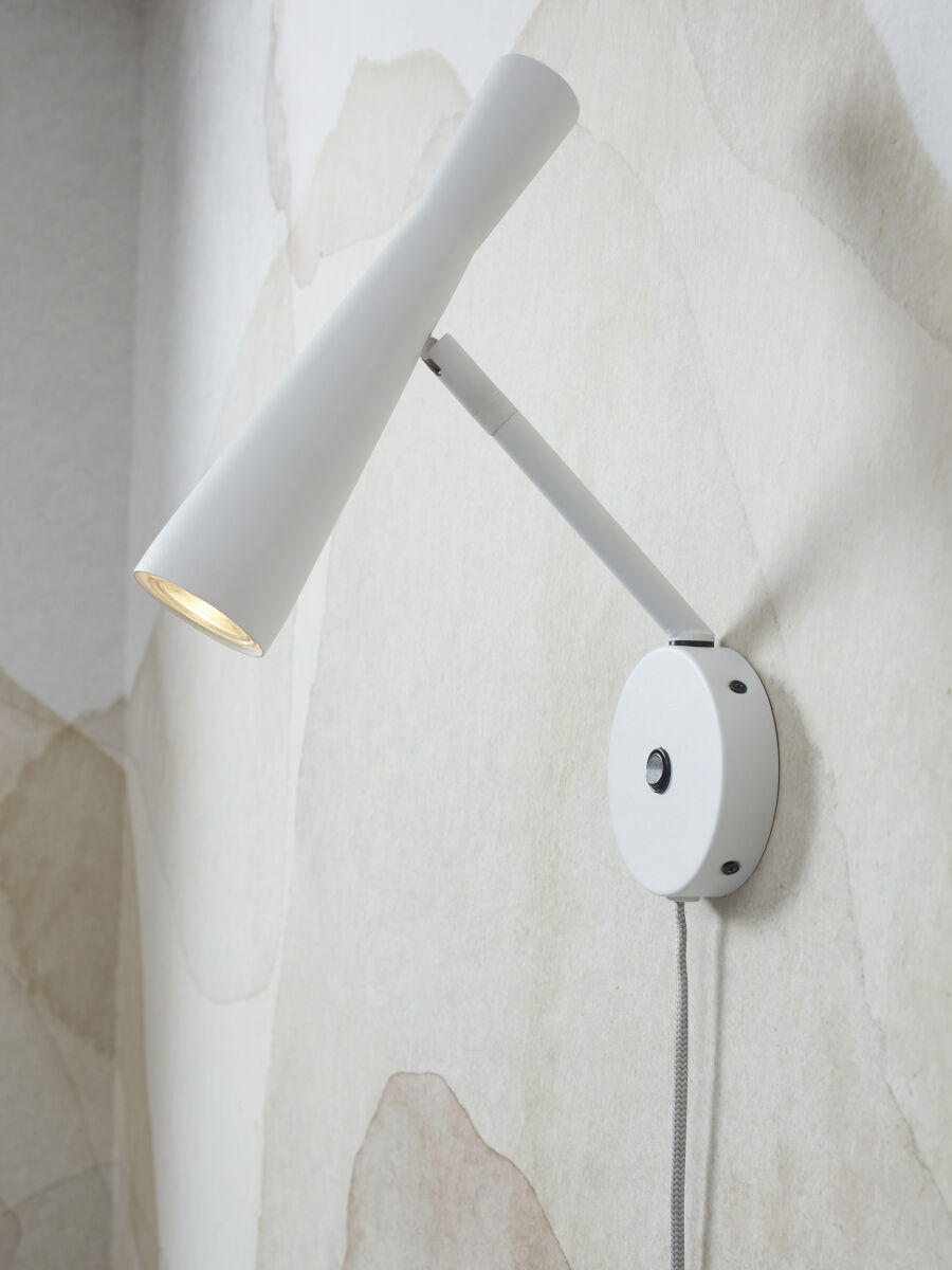 Bordeaux adjustable plug in wall light in white finish | malletandplane.com