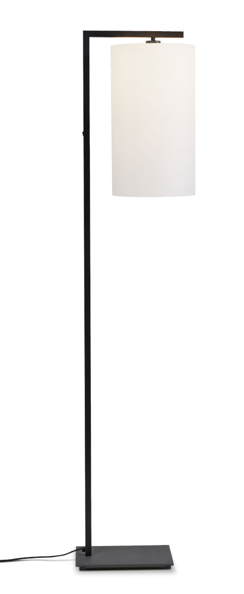 Boston floor lamp in black with white long lampshade | malletandplane.com