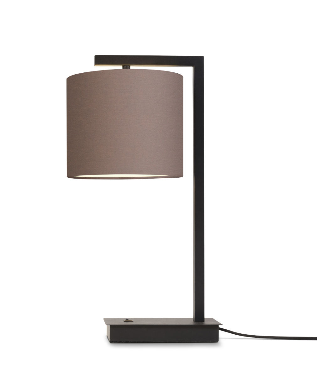 Boston black metal table lamp with black, grey or white shade | malletandplane.com