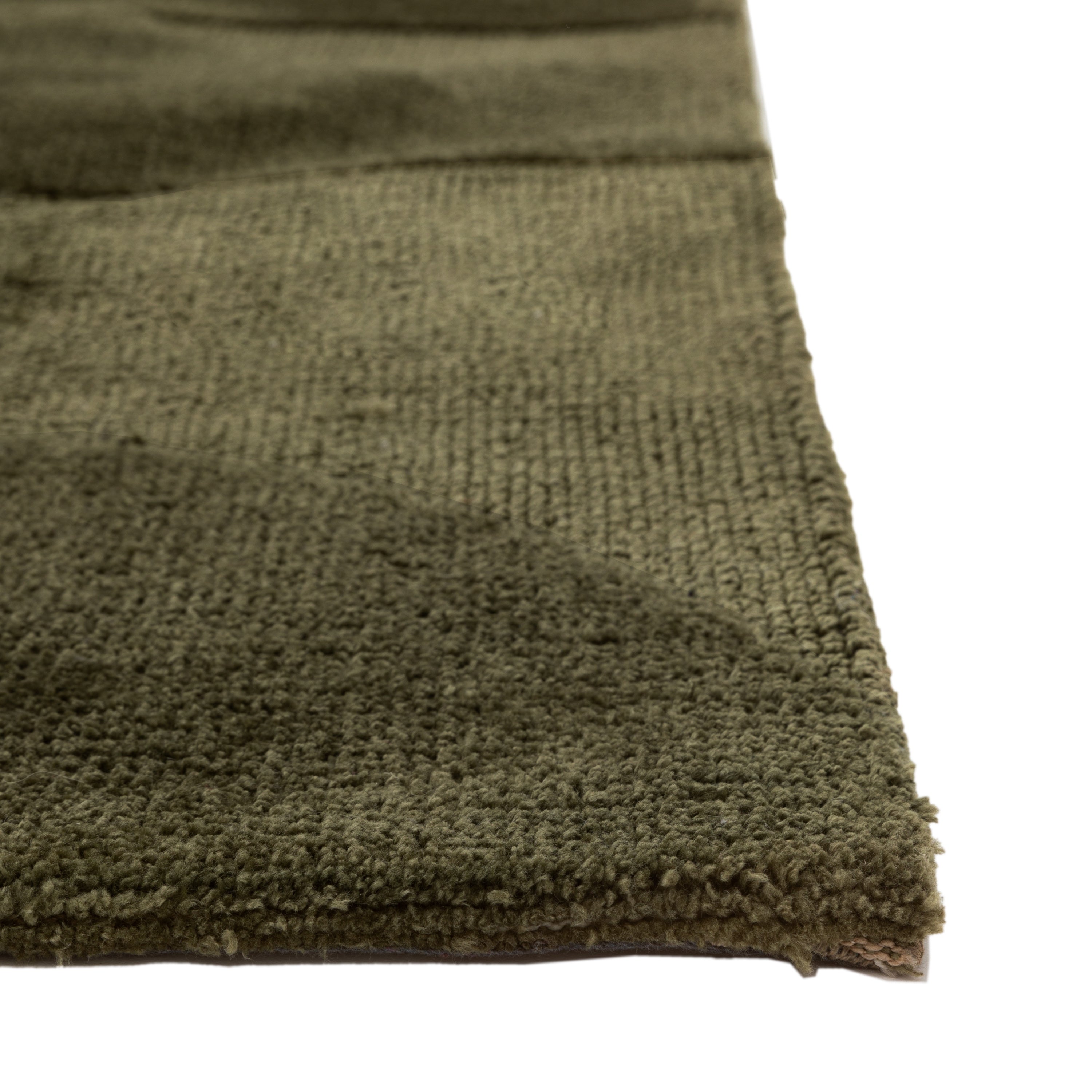 Cortland Olive Block Rug - detail and lifestyle view 4