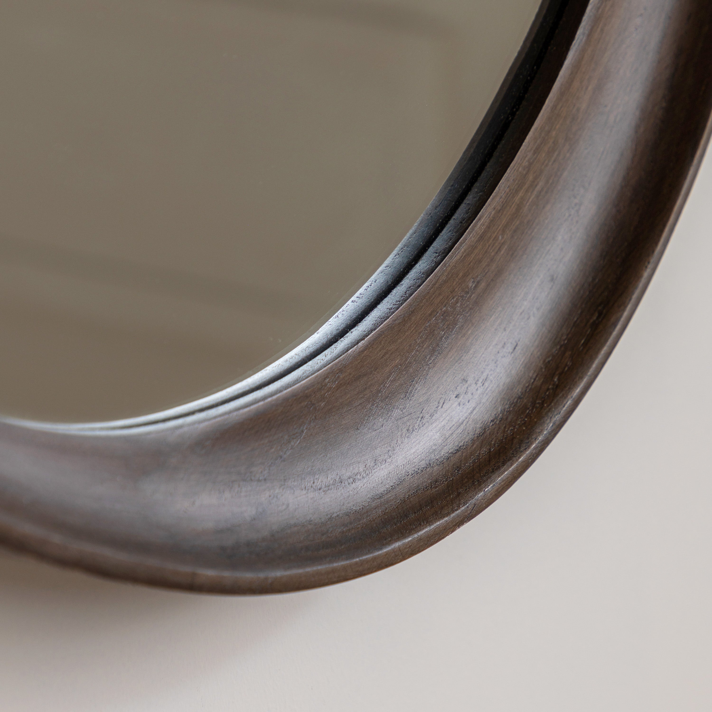 Copenhagen Pebble Mirror Walnut - detail and lifestyle view 4