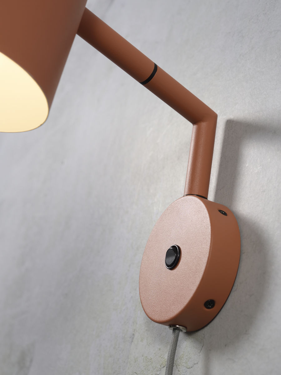 Marseille adjustable wall light in terra metal finish | malletandplane.com