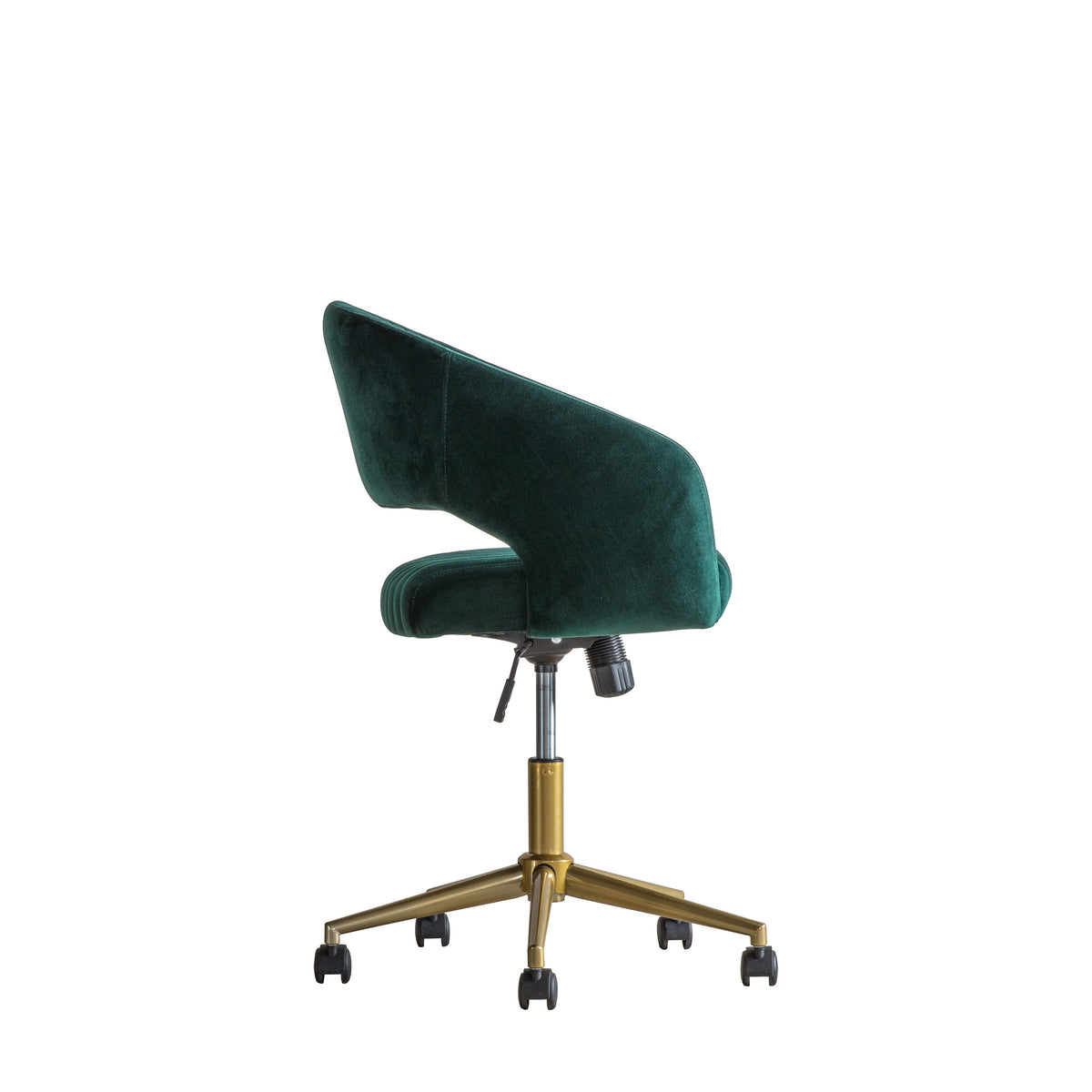 MURRAY green velvet swivel desk chair with gold-toned castor base