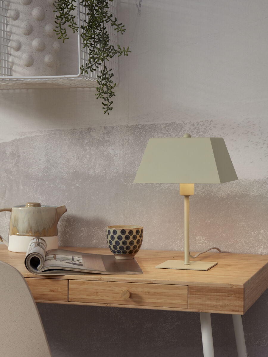 Perth retro inspired table lamp in soft green finish | malletandplane.com