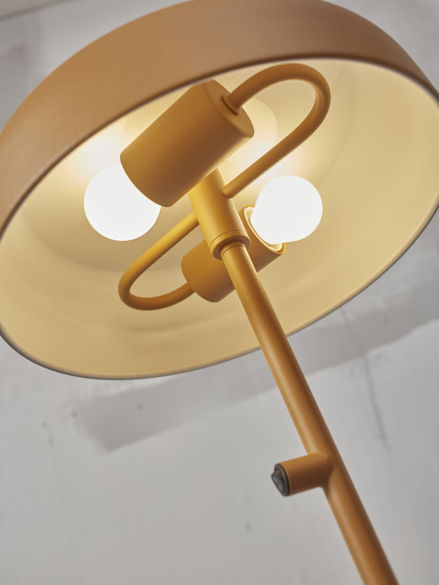 Porto metal floor lamp in matte mustard finish | malletandplane.com