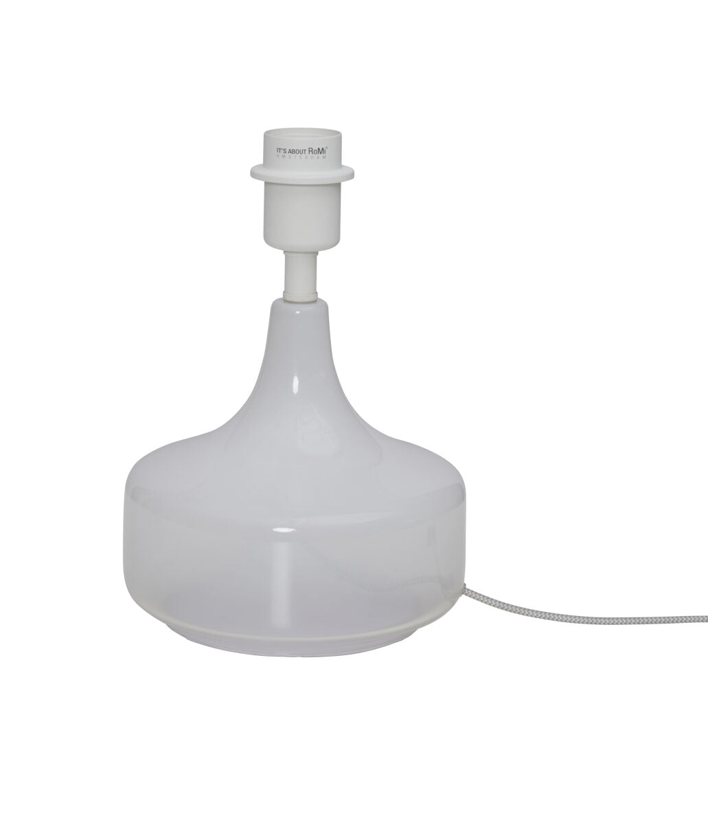 Reykjavik white glass table lamp with white cotton shade | malletandplane.com