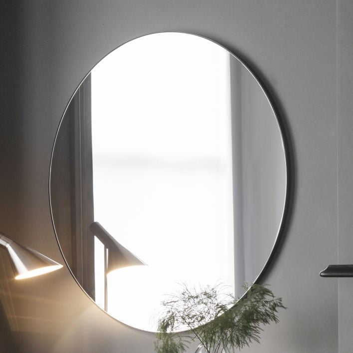 FITZ 100cm Round Wall Mirror with Slim Black Metal Frame | malletandplane.com