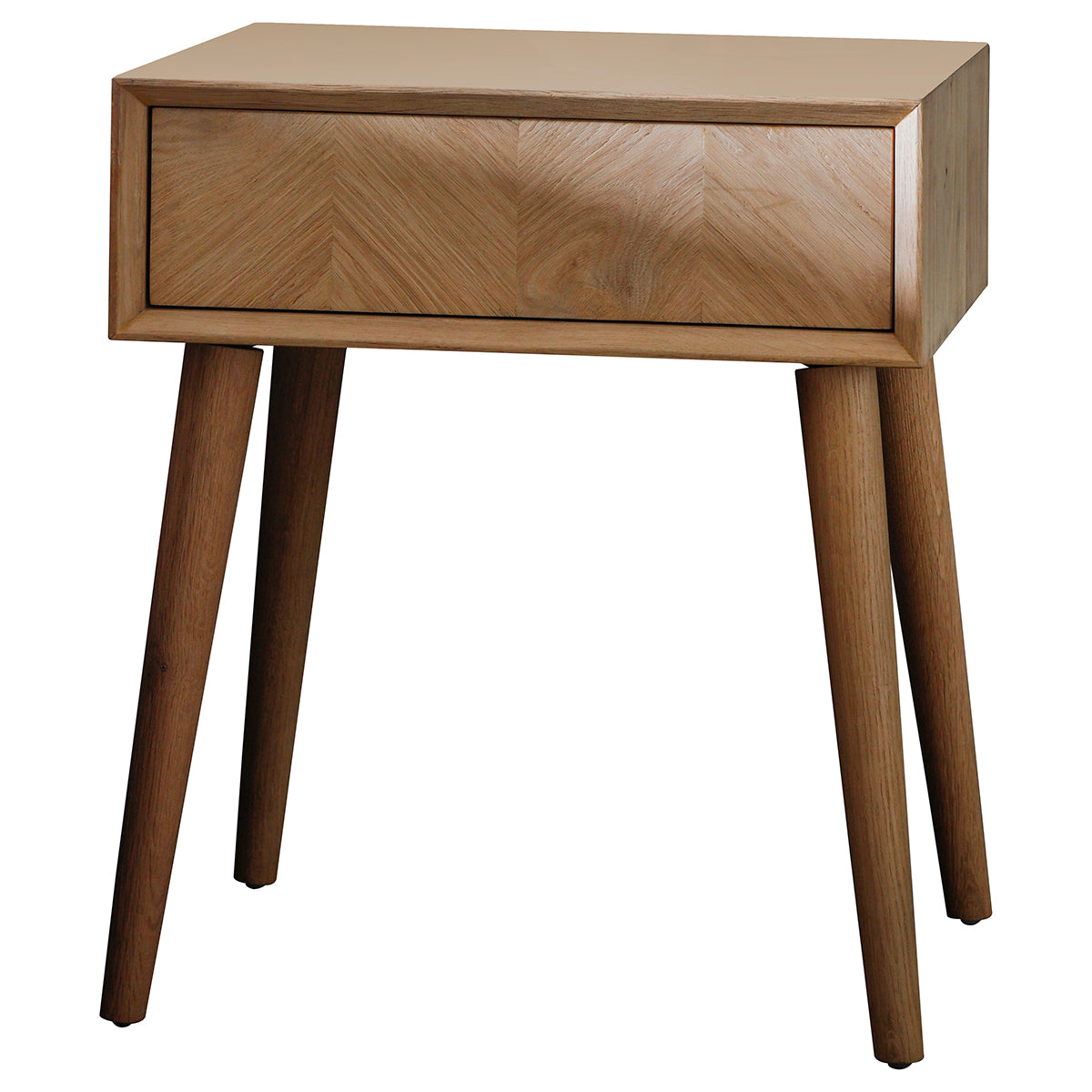 Jakob 1 drawer bedside table in light oak | MalletandPlane.com