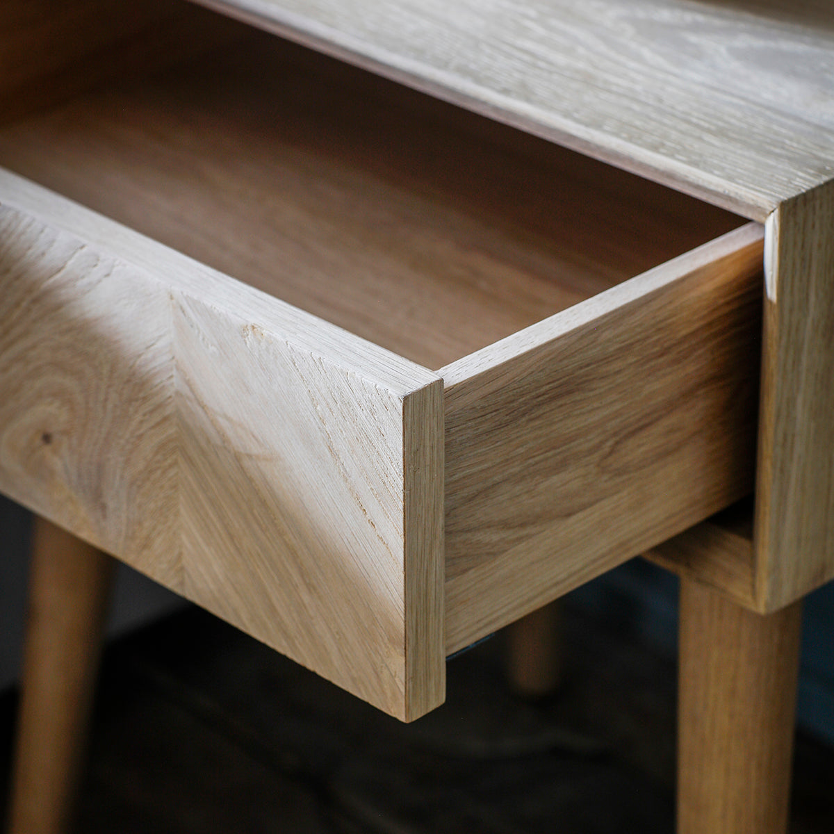 Jakob 1 drawer bedside table in light oak | MalletandPlane.com