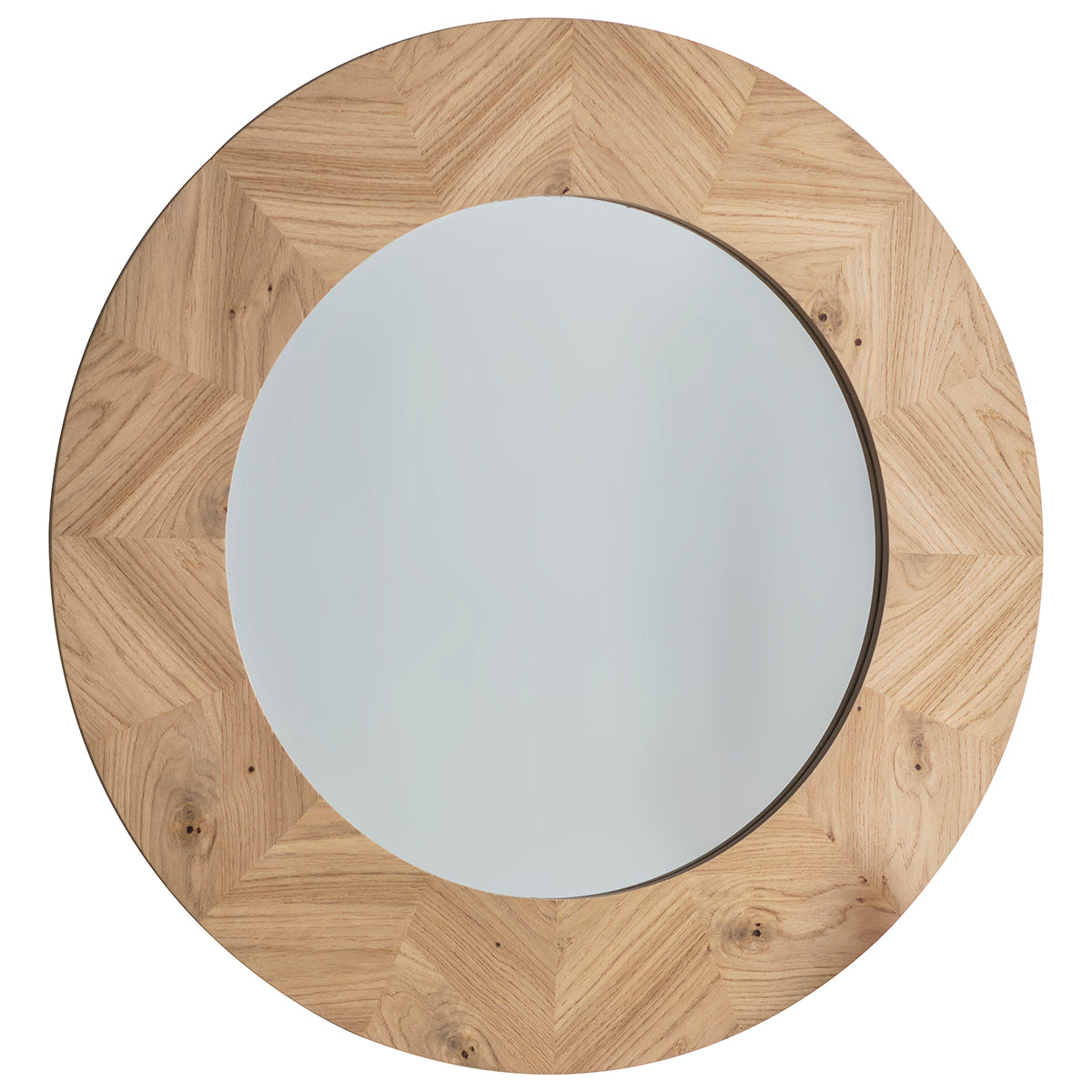 Jakob 900mm Round Wall Mirror in European Oak | malletandplane.com