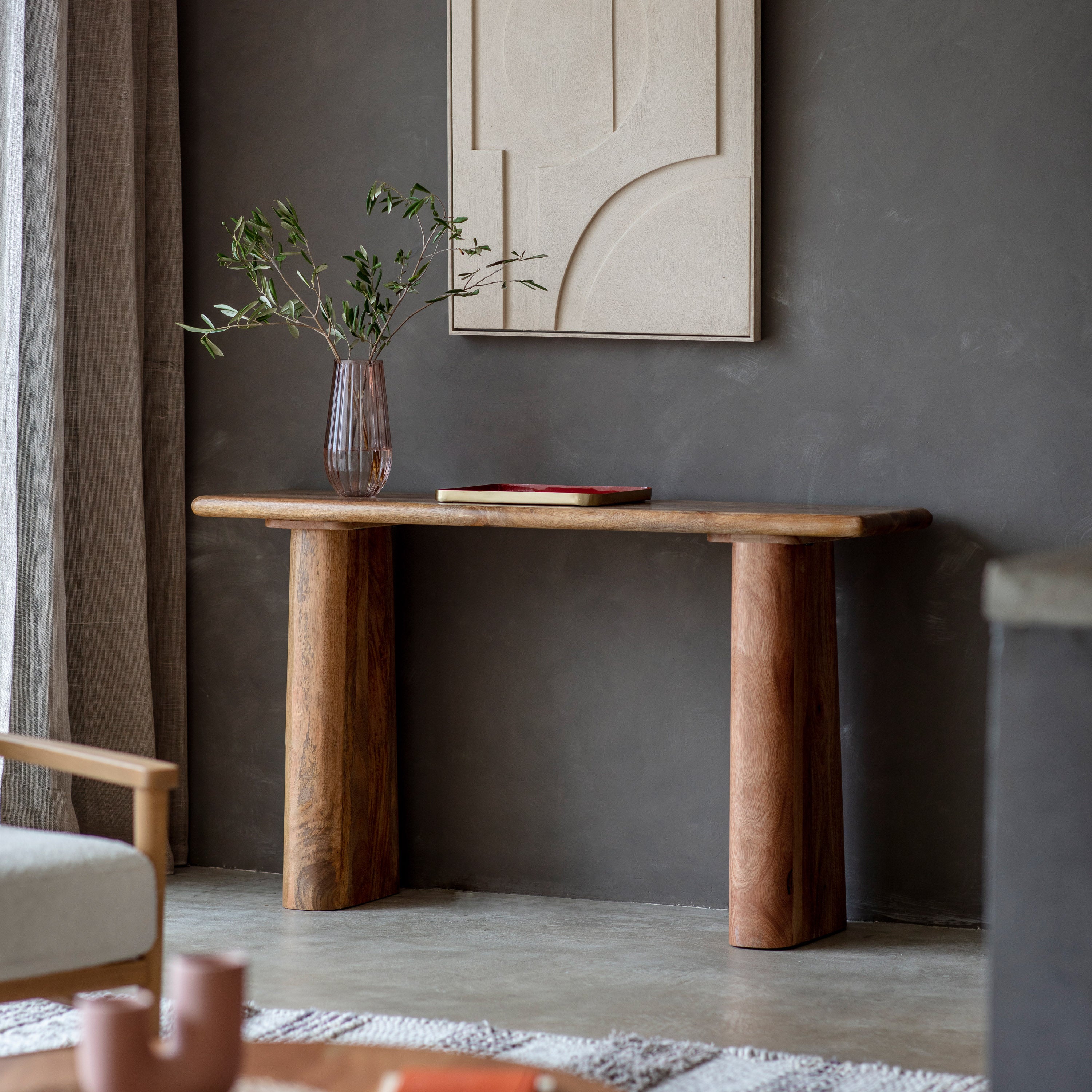 Jasper chunky solid mango wood console table | MalletandPlane.com