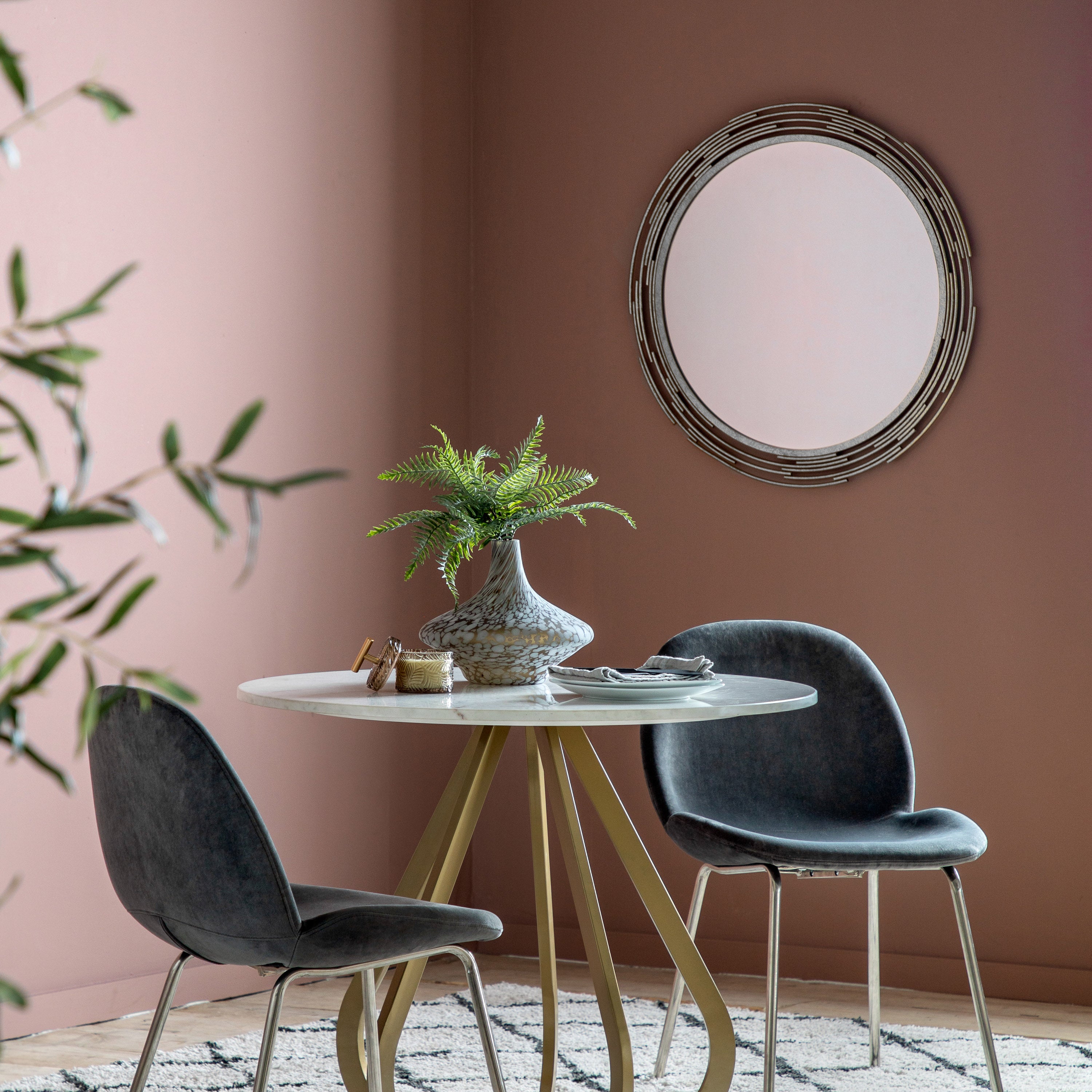 Porto 800mm diameter silver round mirror | MalletandPlane.com