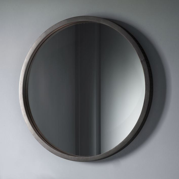 Laylah 800mm round mirror in matt charcoal black | MalletandPlane.com